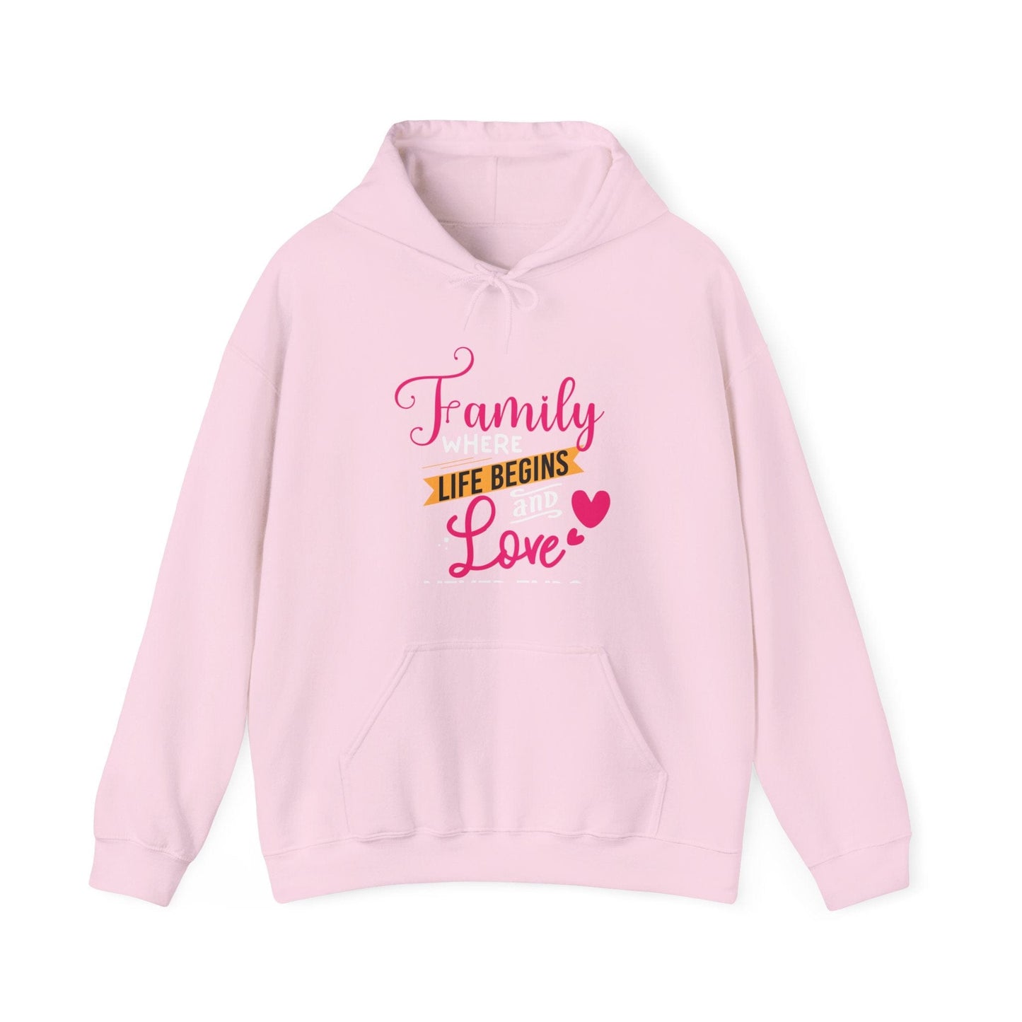 Ink and Charms Designs Hoodie Light Pink / S Unisex Heavy Blend™ Family Hooded Sweatshirt - Family where life begins and love never ends