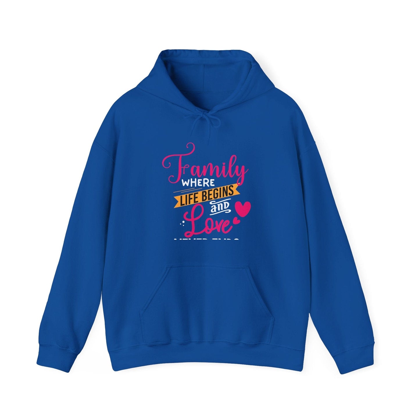 Ink and Charms Designs Hoodie Royal / S Unisex Heavy Blend™ Family Hooded Sweatshirt - Family where life begins and love never ends
