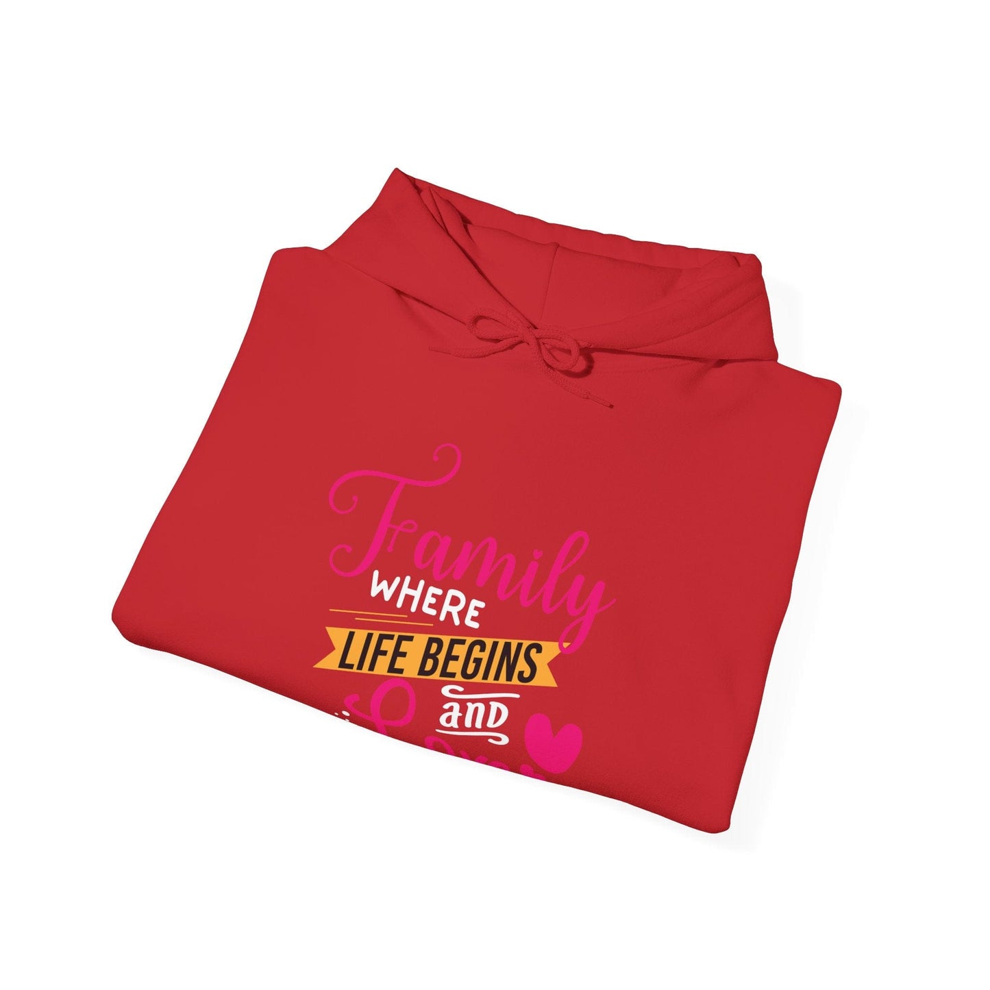 Ink and Charms Designs Hoodie Unisex Heavy Blend™ Family Hooded Sweatshirt - Family where life begins and love never ends