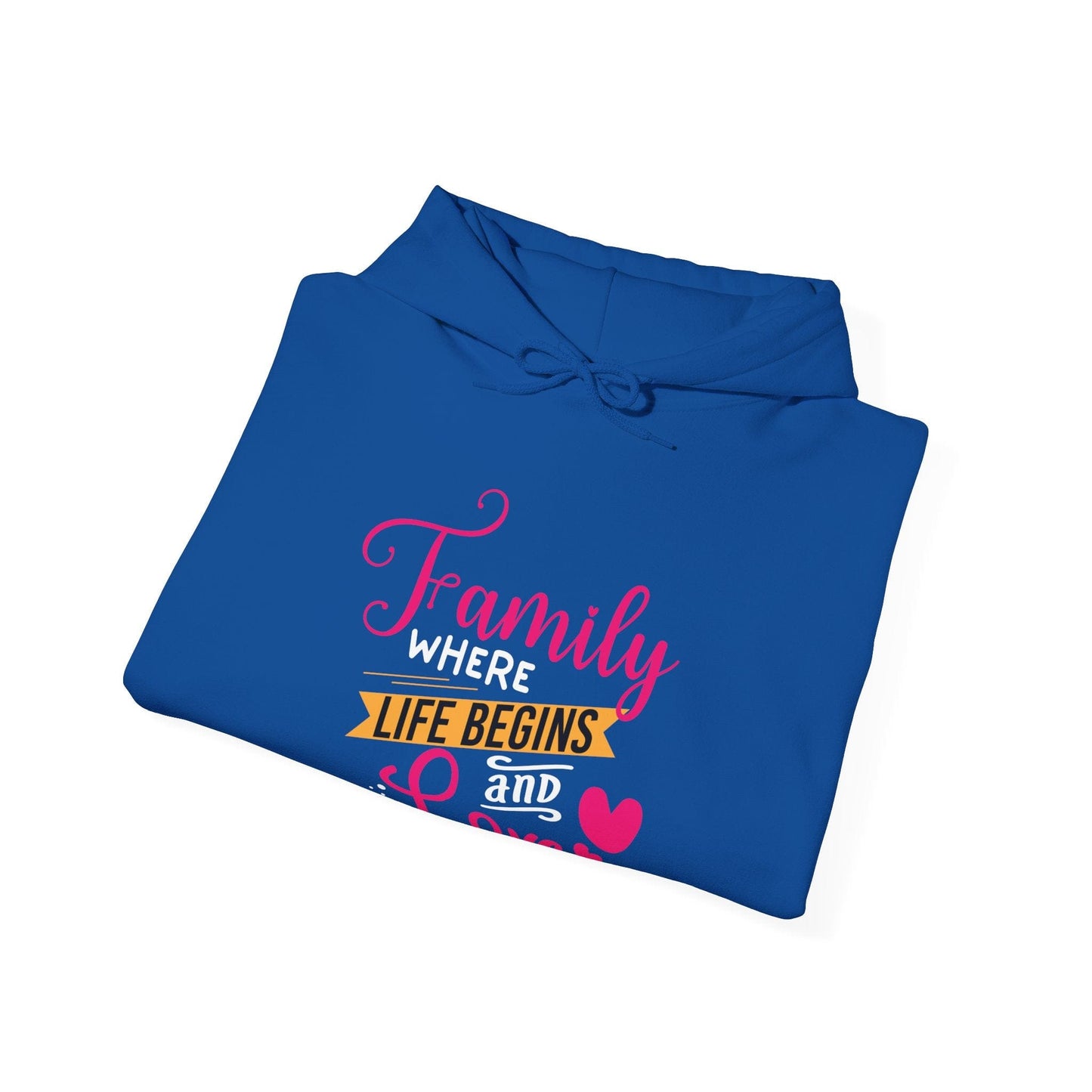 Ink and Charms Designs Hoodie Unisex Heavy Blend™ Family Hooded Sweatshirt - Family where life begins and love never ends