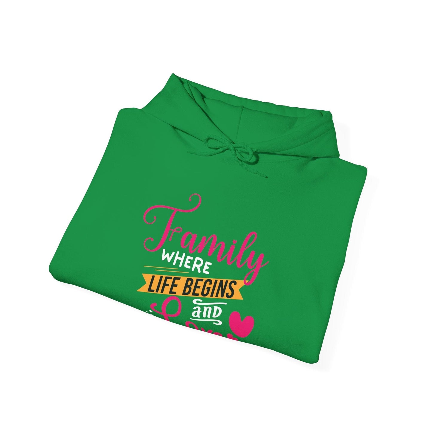 Ink and Charms Designs Hoodie Unisex Heavy Blend™ Family Hooded Sweatshirt - Family where life begins and love never ends