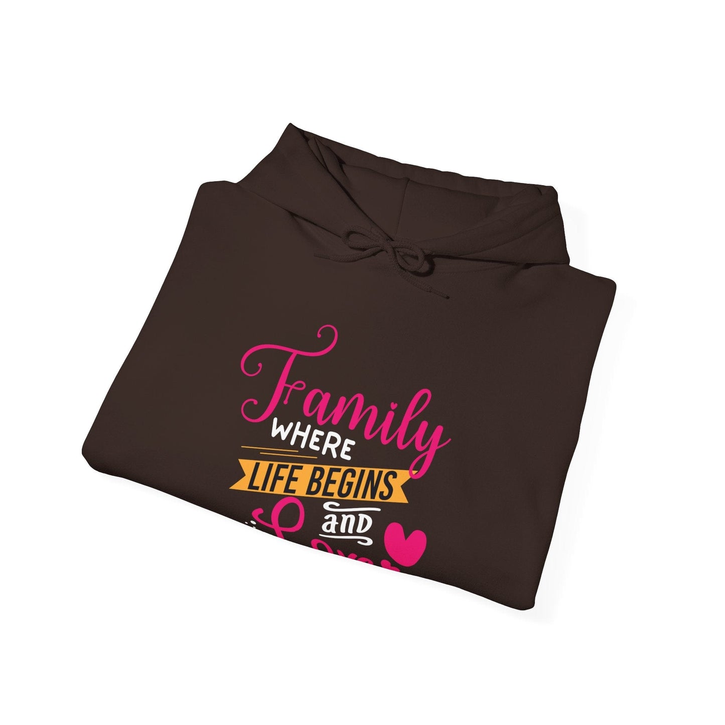 Ink and Charms Designs Hoodie Unisex Heavy Blend™ Family Hooded Sweatshirt - Family where life begins and love never ends