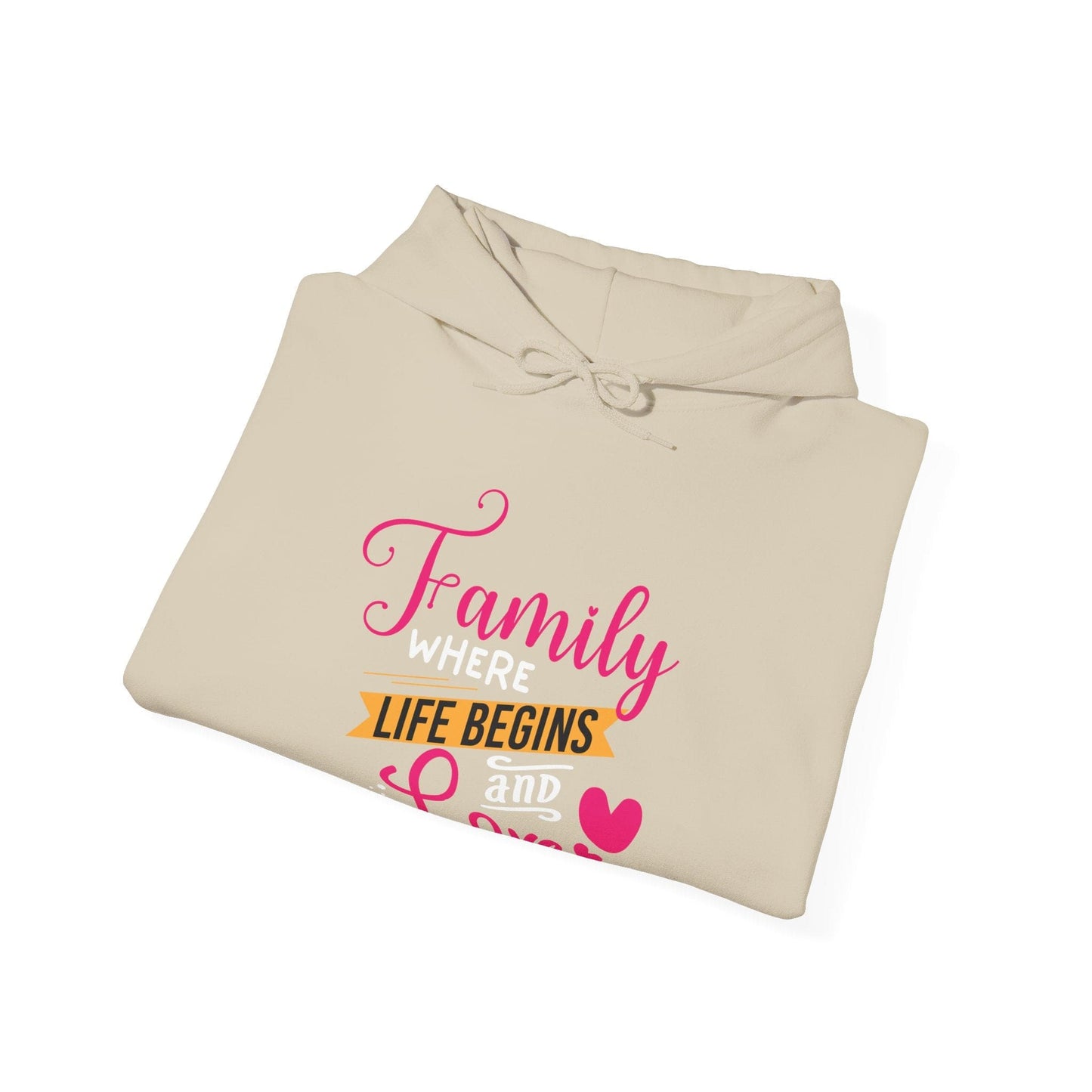 Ink and Charms Designs Hoodie Unisex Heavy Blend™ Family Hooded Sweatshirt - Family where life begins and love never ends