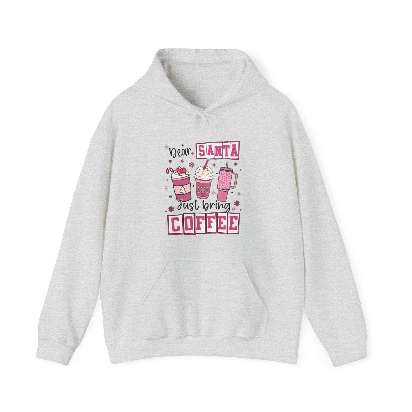 Ink and Charms Designs Hoodie Ash / S Coffee Lover Hoodie - Dear Santa Just Bring Coffee