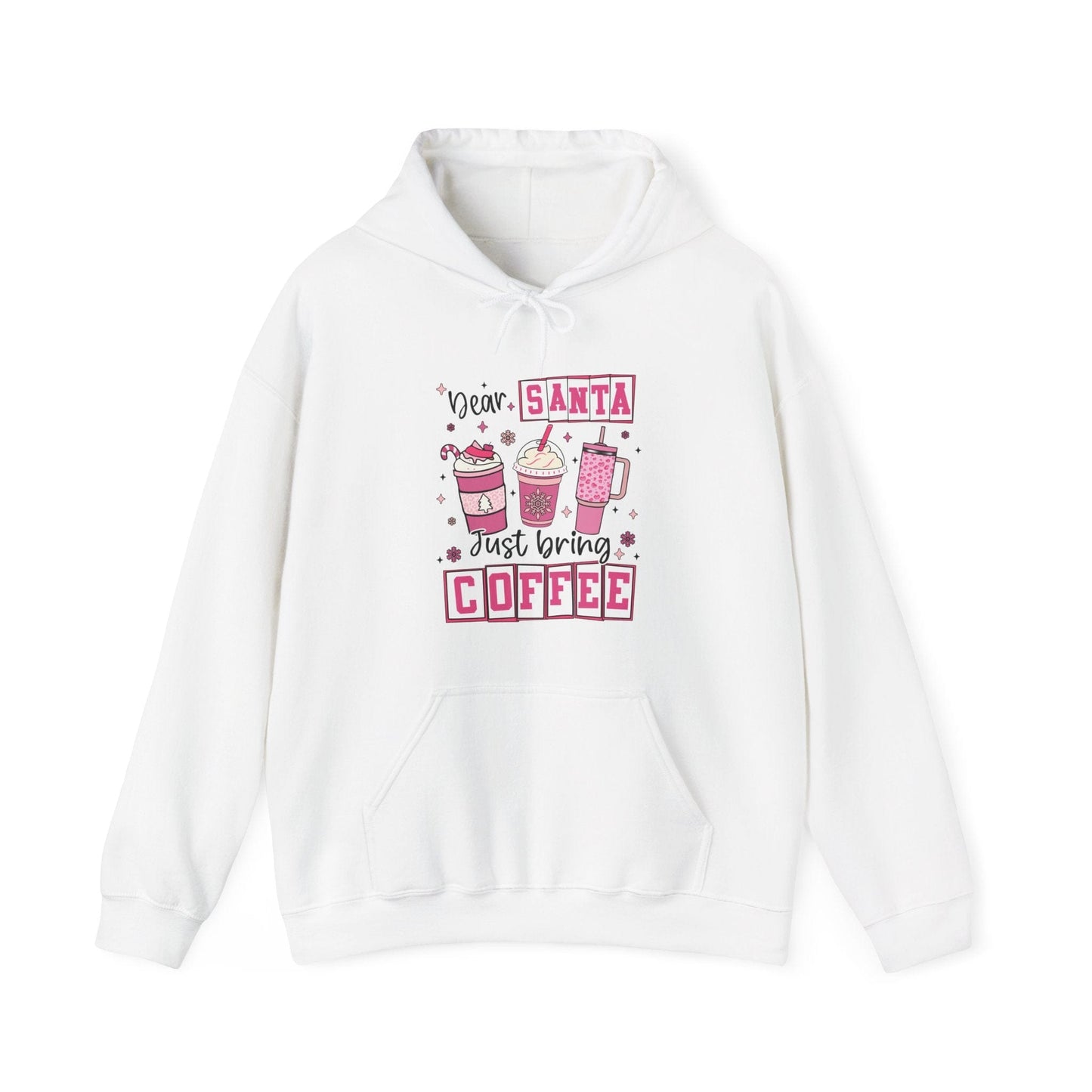 Ink and Charms Designs Hoodie White / L Coffee Lover Hoodie - Dear Santa Just Bring Coffee