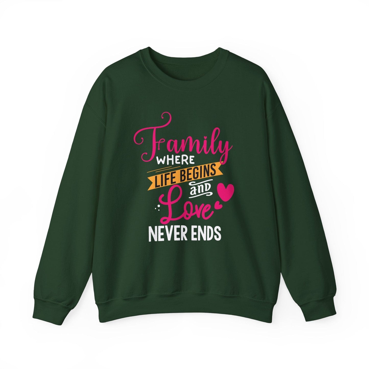 Ink and Charms Designs Sweatshirt S / Forest Green Heavy Blend™ Crewneck Sweatshirt features family love