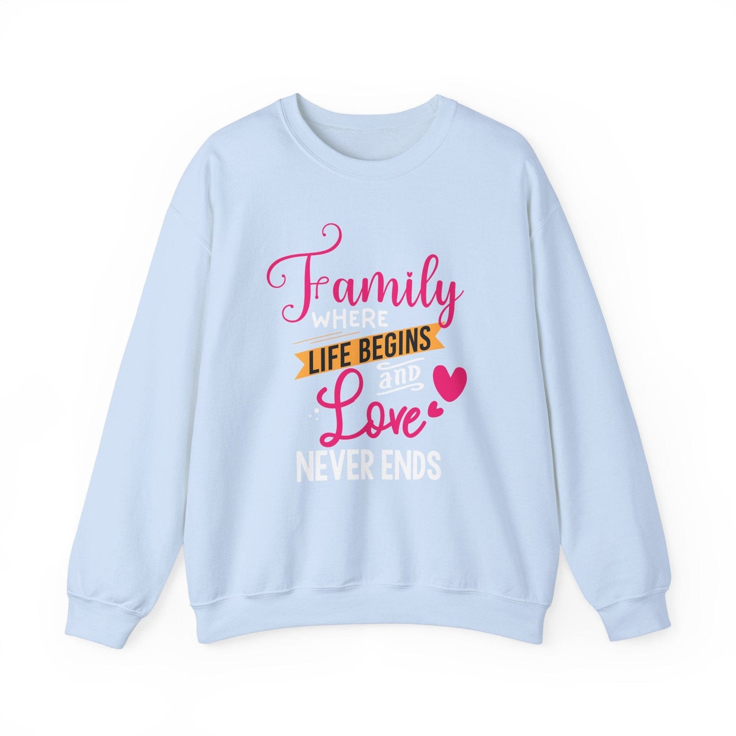 Ink and Charms Designs Sweatshirt S / Light Blue Heavy Blend™ Crewneck Sweatshirt features family love