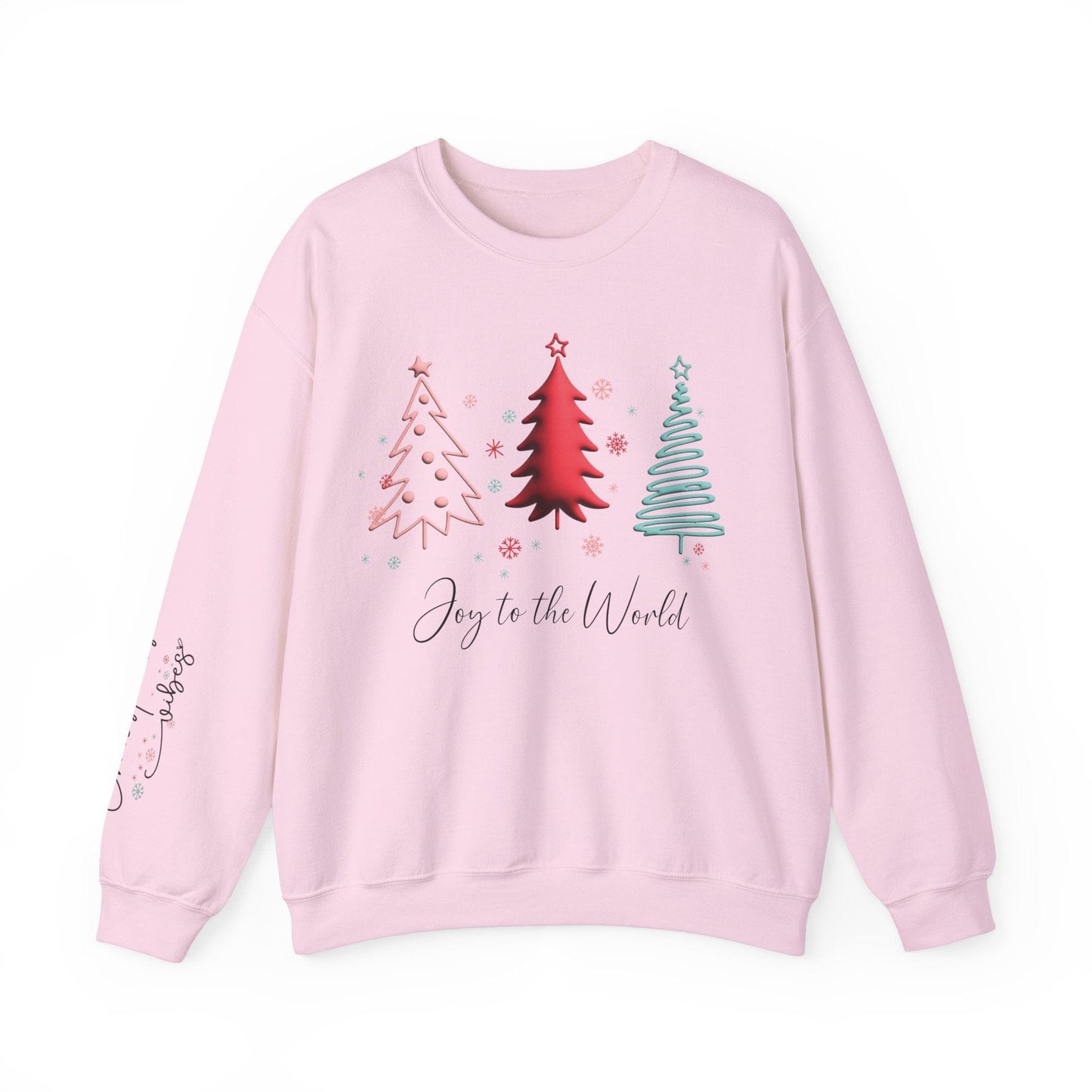 Ink and Charms Designs Sweatshirt S / Light Pink Christmas Joy Unisex Sweatshirt with Sleeve Print