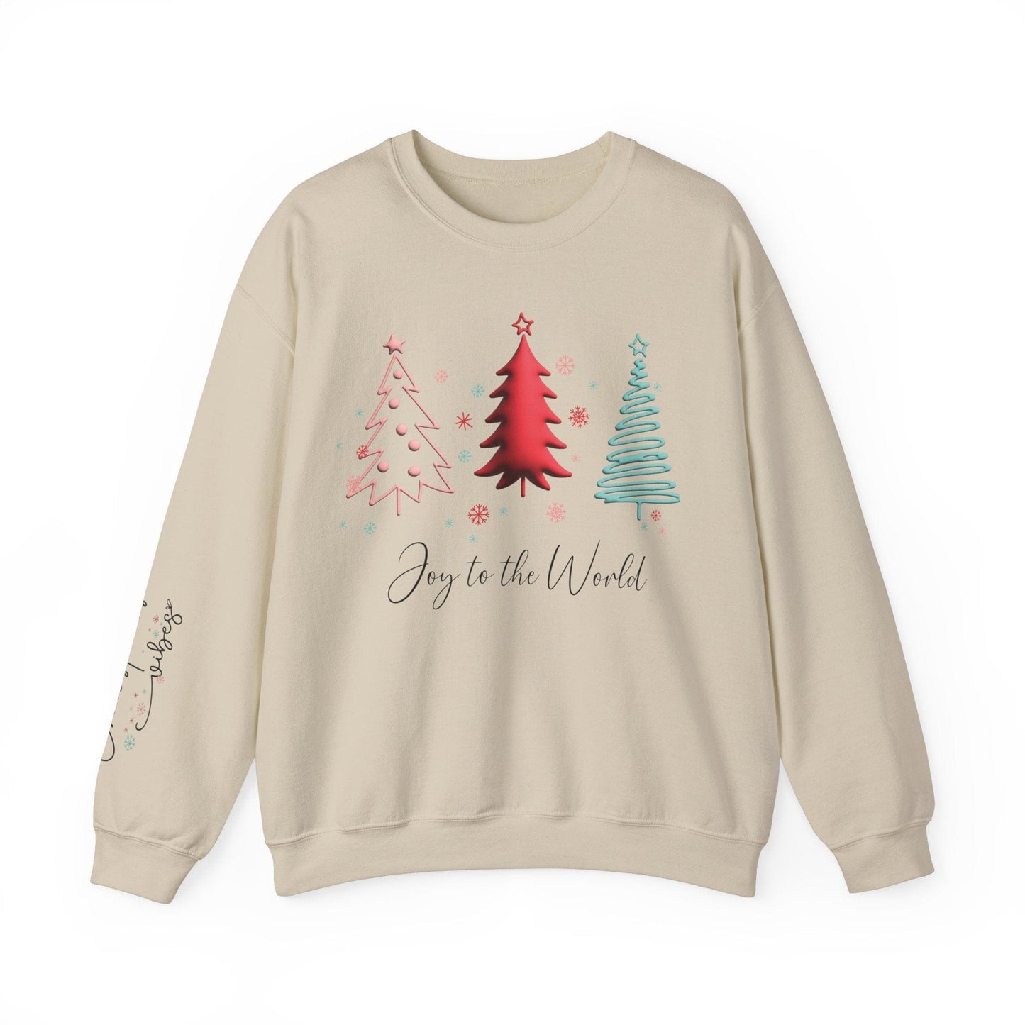 Ink and Charms Designs Sweatshirt S / Sand Christmas Joy Unisex Sweatshirt with Sleeve Print
