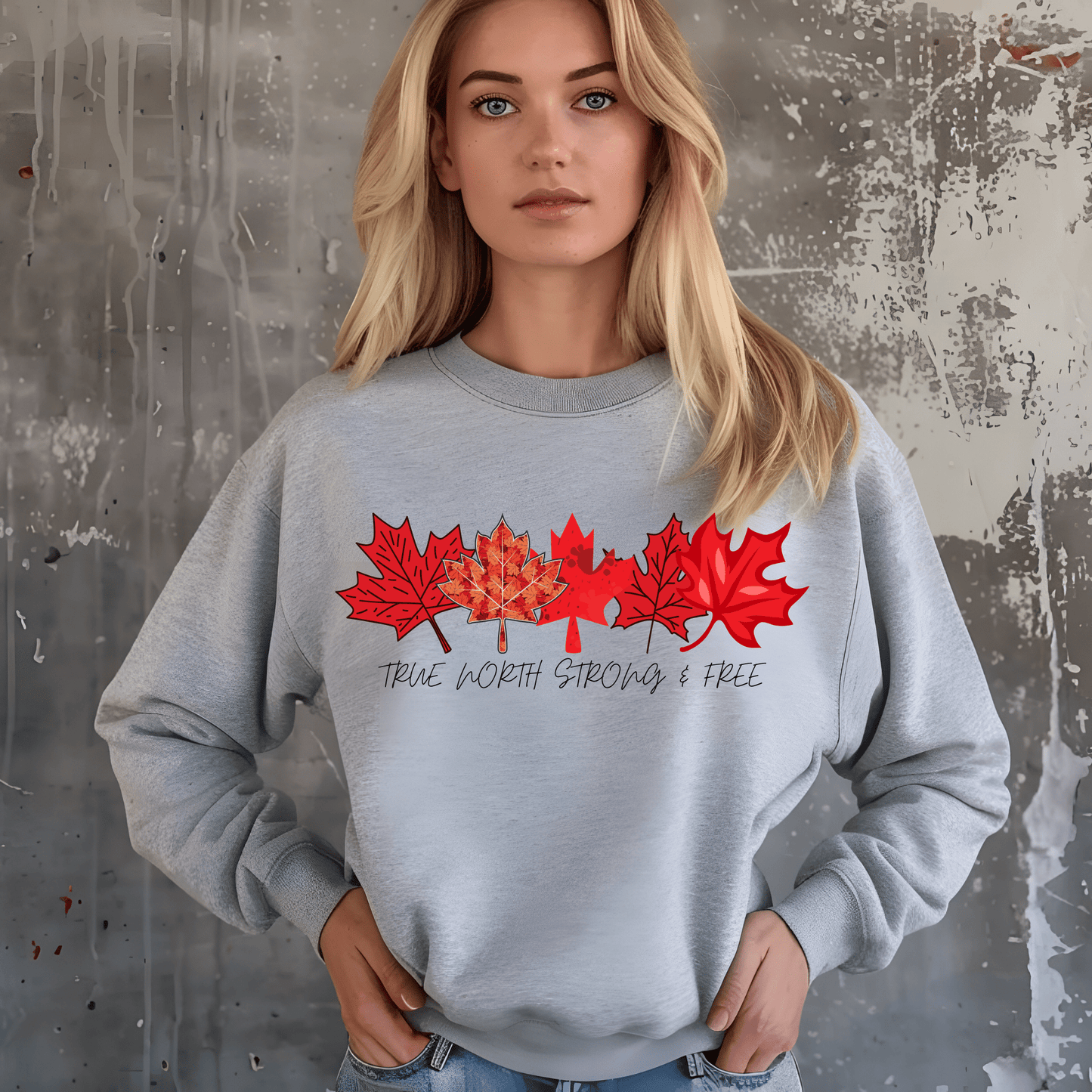Ink and Charms Designs Sweatshirt Sweatshirt / Grey / S "True North Strong & Free" Apparel Collection: Wear Your Canadian Pride!