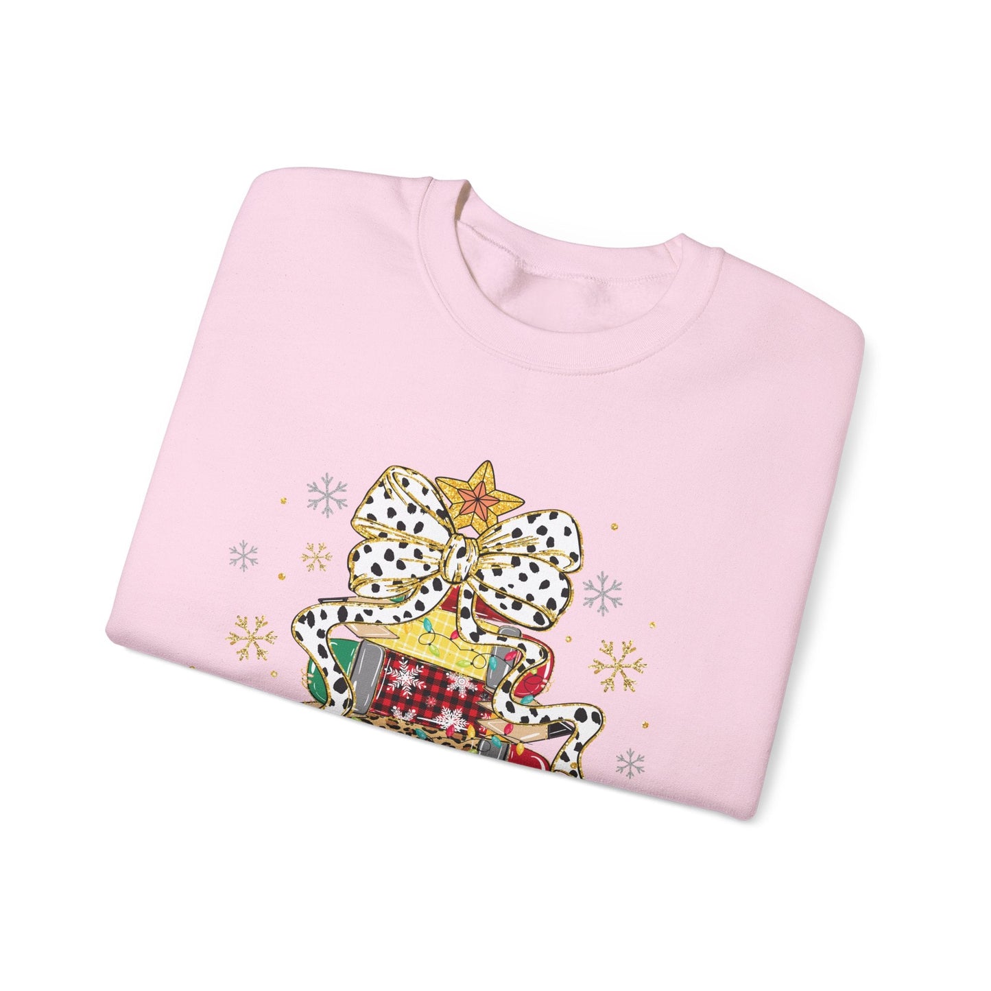 Ink and Charms Designs Sweatshirt Teacher Christmas Crewneck Sweatshirt - Christmas Tree and Pencils Design