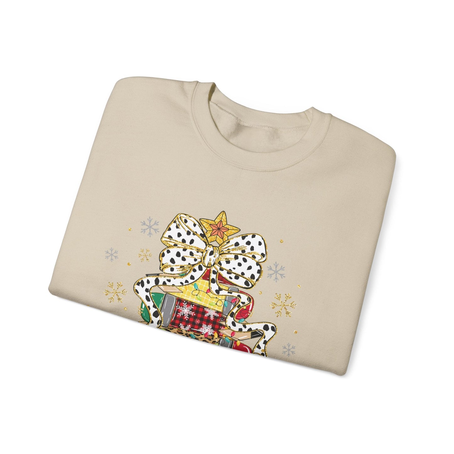 Ink and Charms Designs Sweatshirt Teacher Christmas Crewneck Sweatshirt - Christmas Tree and Pencils Design