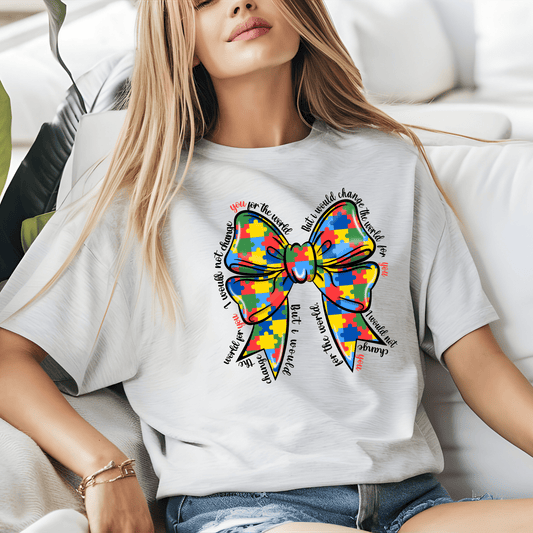 Ink and Charms Designs T-Shirt Empowering Minds - Autism bow design