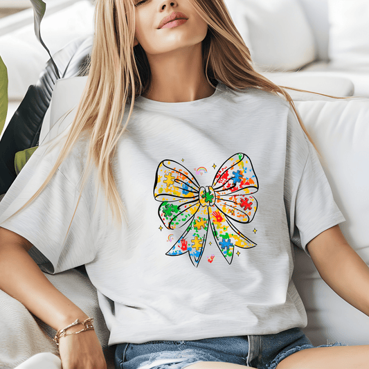 Ink and Charms Designs T-Shirt Empowering Minds - Autism bow design