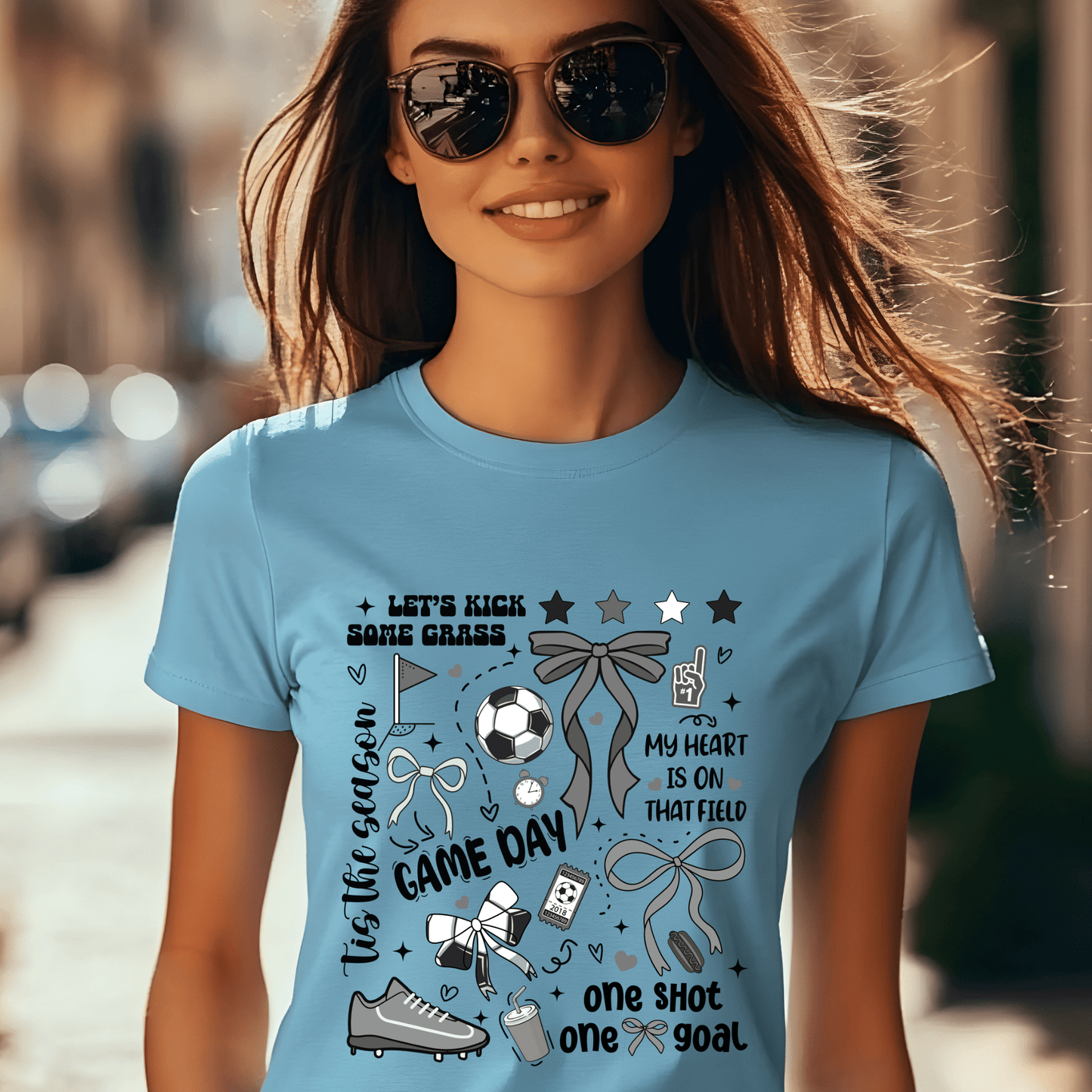 Ink and Charms Designs T-Shirt Girly Soccer Hoodie - Cute Bow & Ball Design for Players & Fans