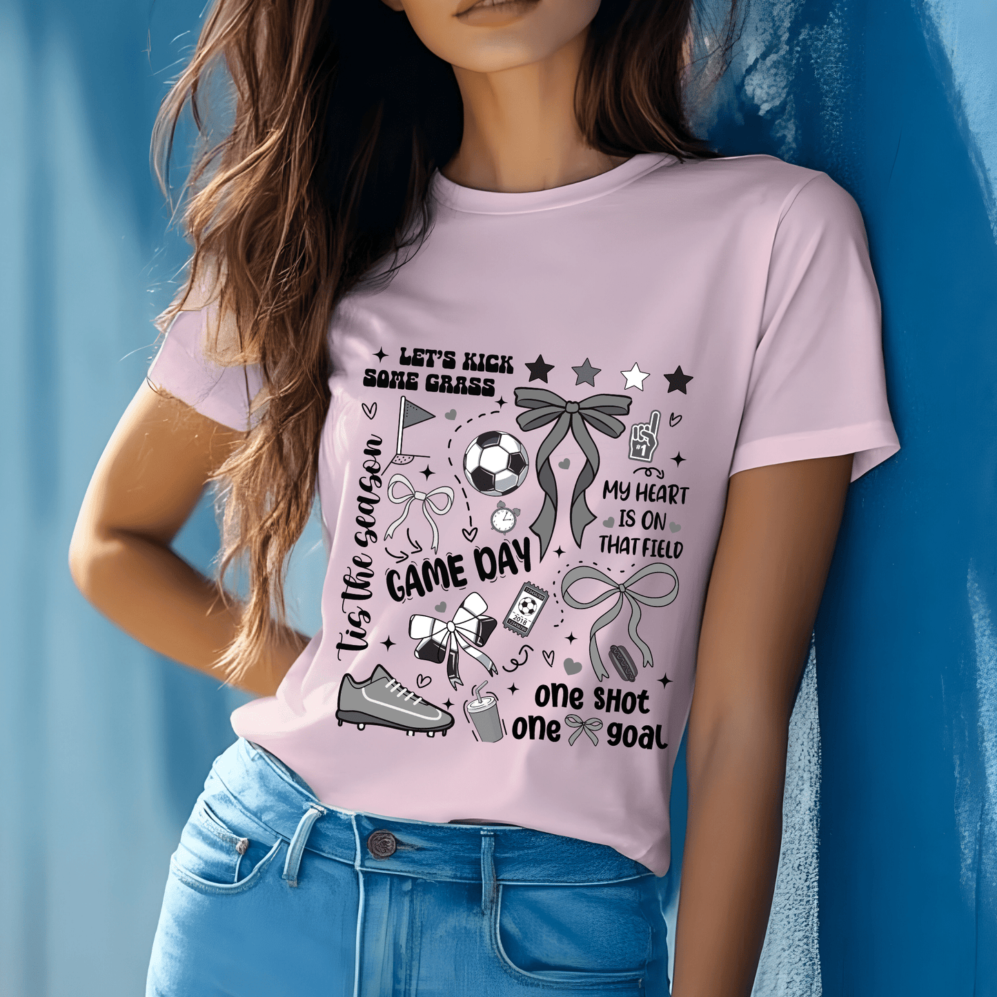 Ink and Charms Designs T-Shirt Girly Soccer Hoodie - Cute Bow & Ball Design for Players & Fans