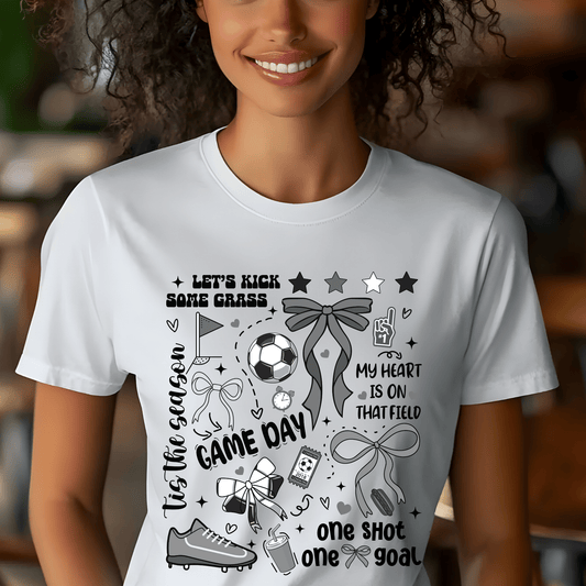 Ink and Charms Designs T-Shirt Girly Soccer Hoodie - Cute Bow & Ball Design for Players & Fans