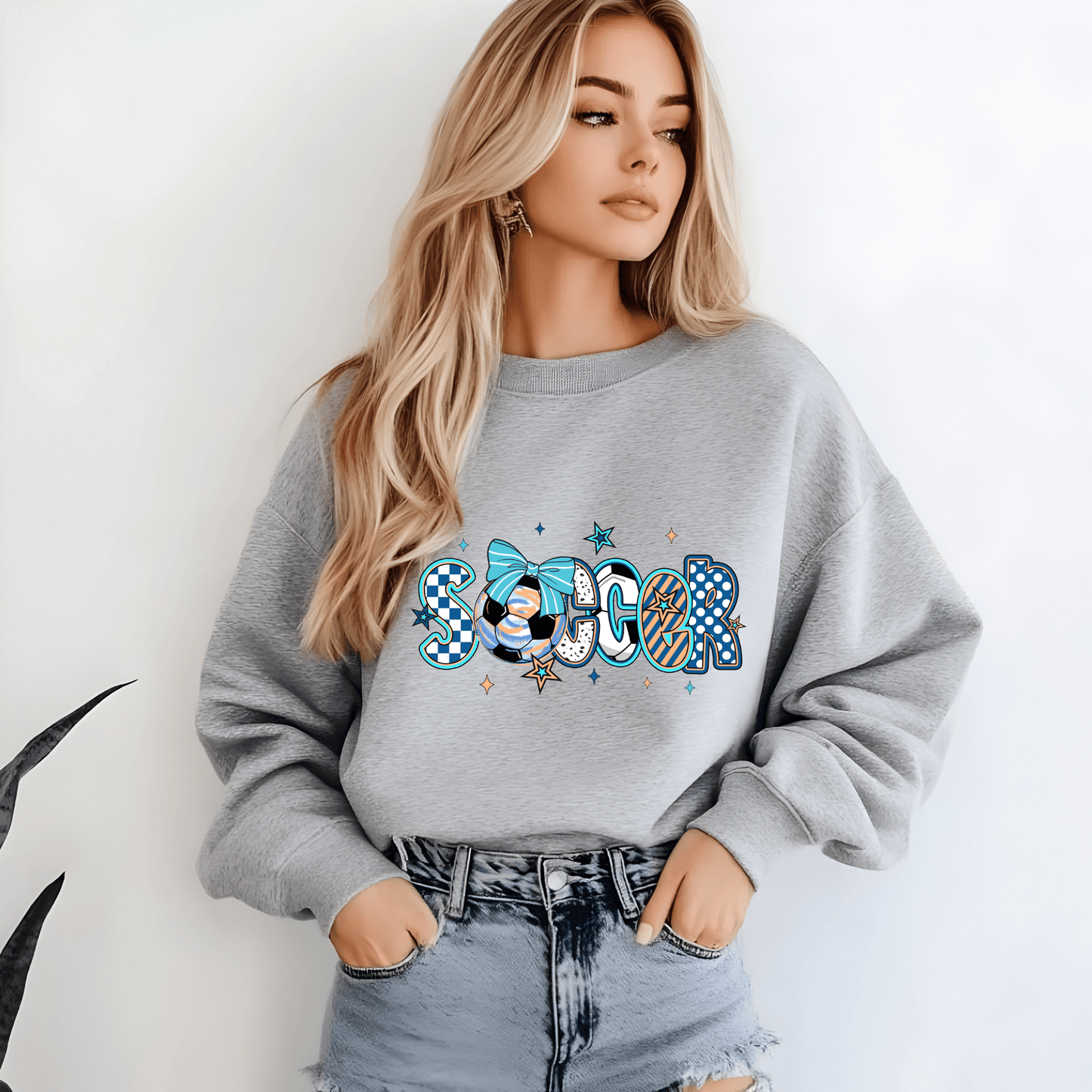 Ink and Charms Designs T-Shirt Girly Soccer Word Art Hoodie – Stylish Sporty Apparel with Bow Design