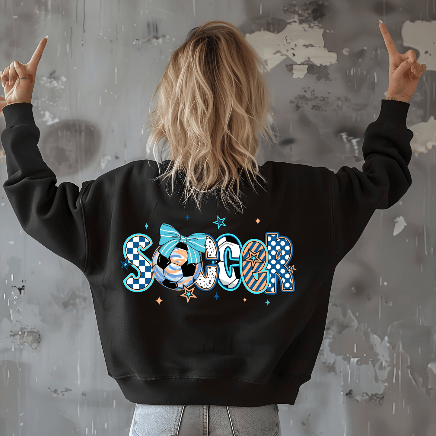 Ink and Charms Designs T-Shirt Girly Soccer Word Art Hoodie – Stylish Sporty Apparel with Bow Design