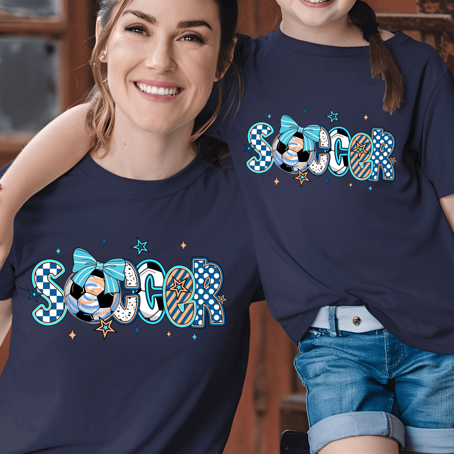 Ink and Charms Designs T-Shirt Girly Soccer Word Art Hoodie – Stylish Sporty Apparel with Bow Design