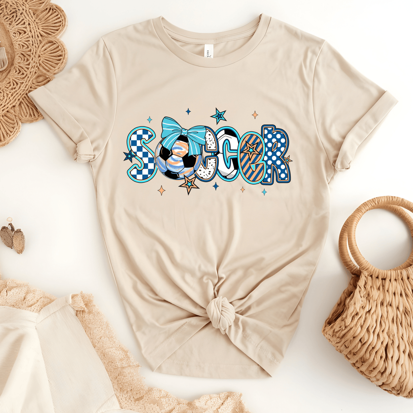Ink and Charms Designs T-Shirt Girly Soccer Word Art Hoodie – Stylish Sporty Apparel with Bow Design