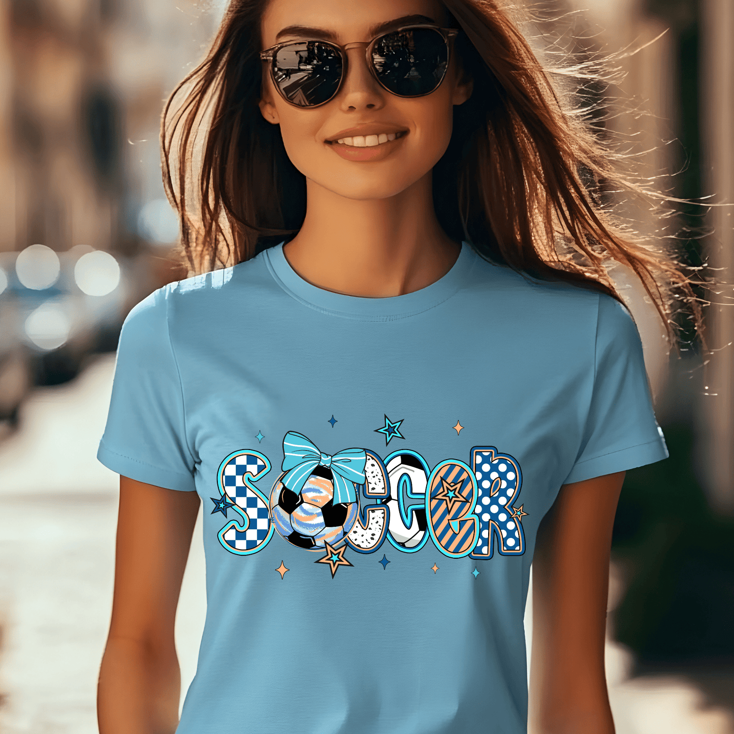 Ink and Charms Designs T-Shirt Girly Soccer Word Art Hoodie – Stylish Sporty Apparel with Bow Design