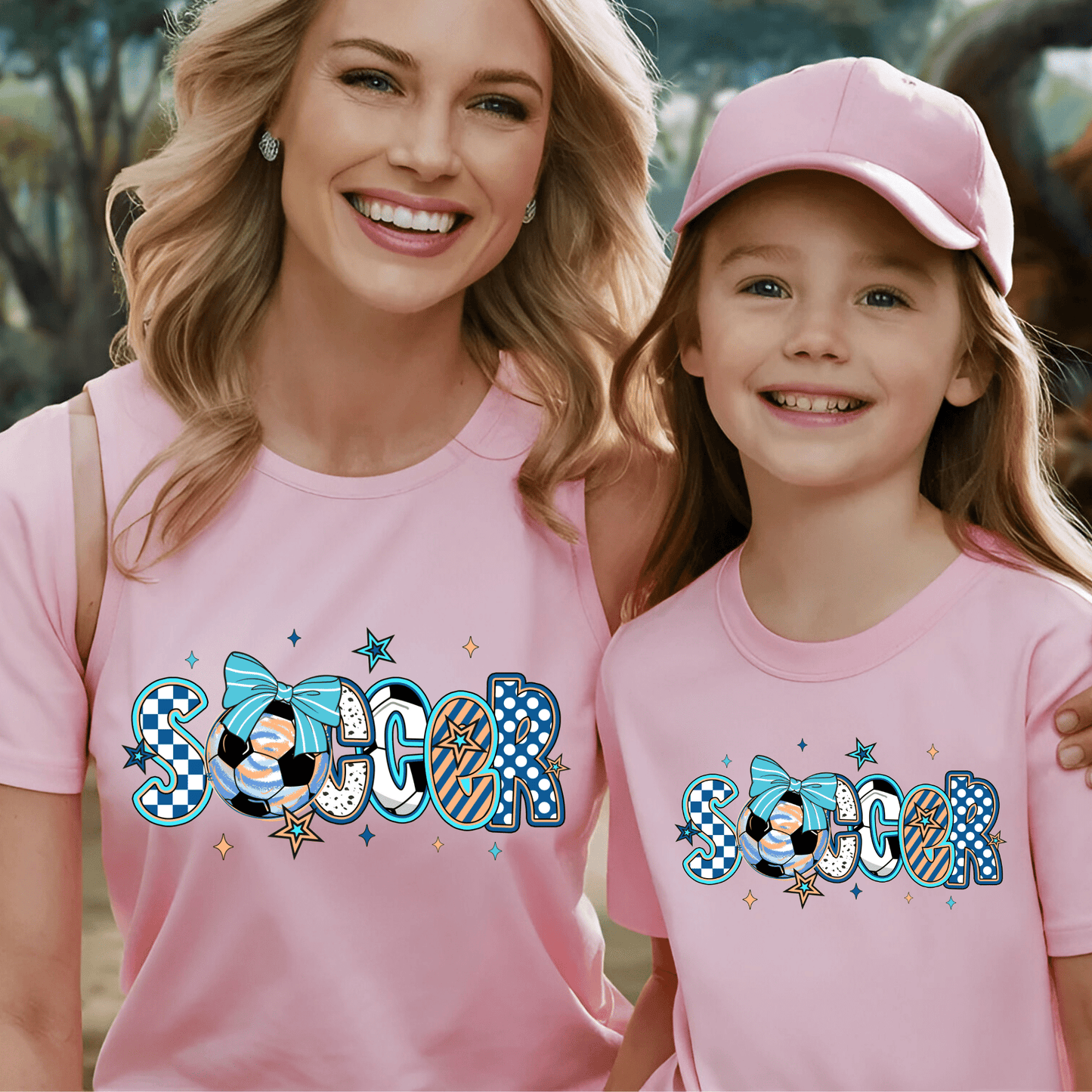 Ink and Charms Designs T-Shirt Girly Soccer Word Art Hoodie – Stylish Sporty Apparel with Bow Design