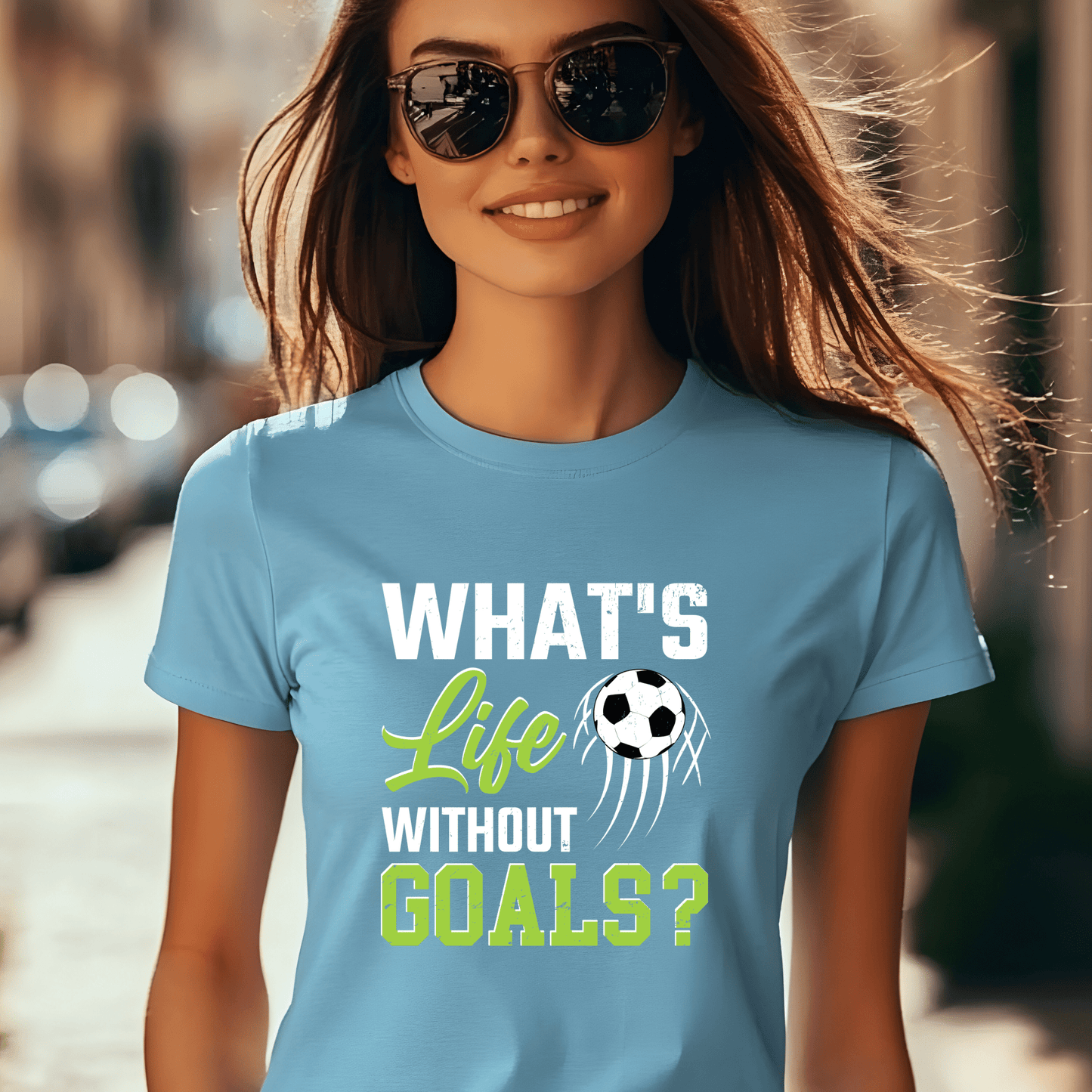 Ink and Charms Designs T-Shirt Soccer Motivational Hoodie - 'What's Life Without Goals?' Design