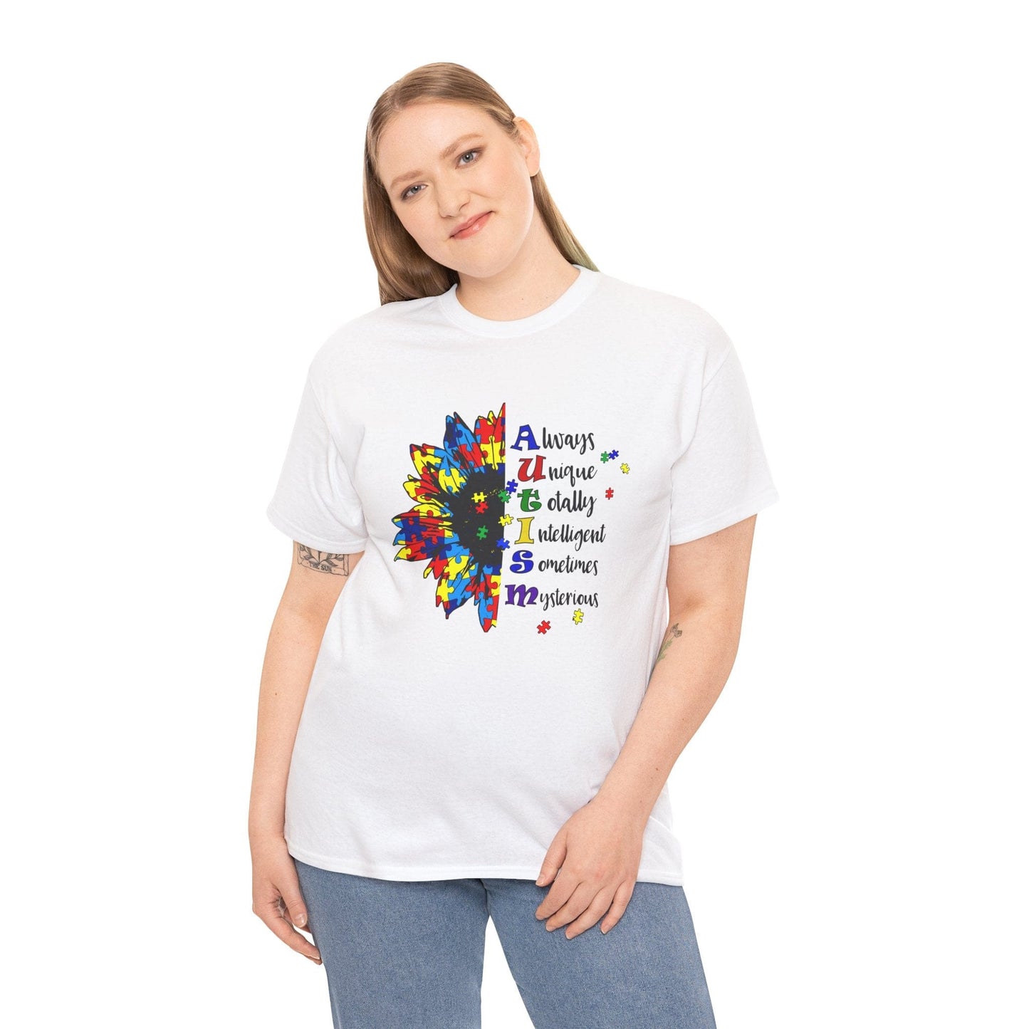 Ink and Charms Designs T-Shirt Sunflower Autism Awareness Tee