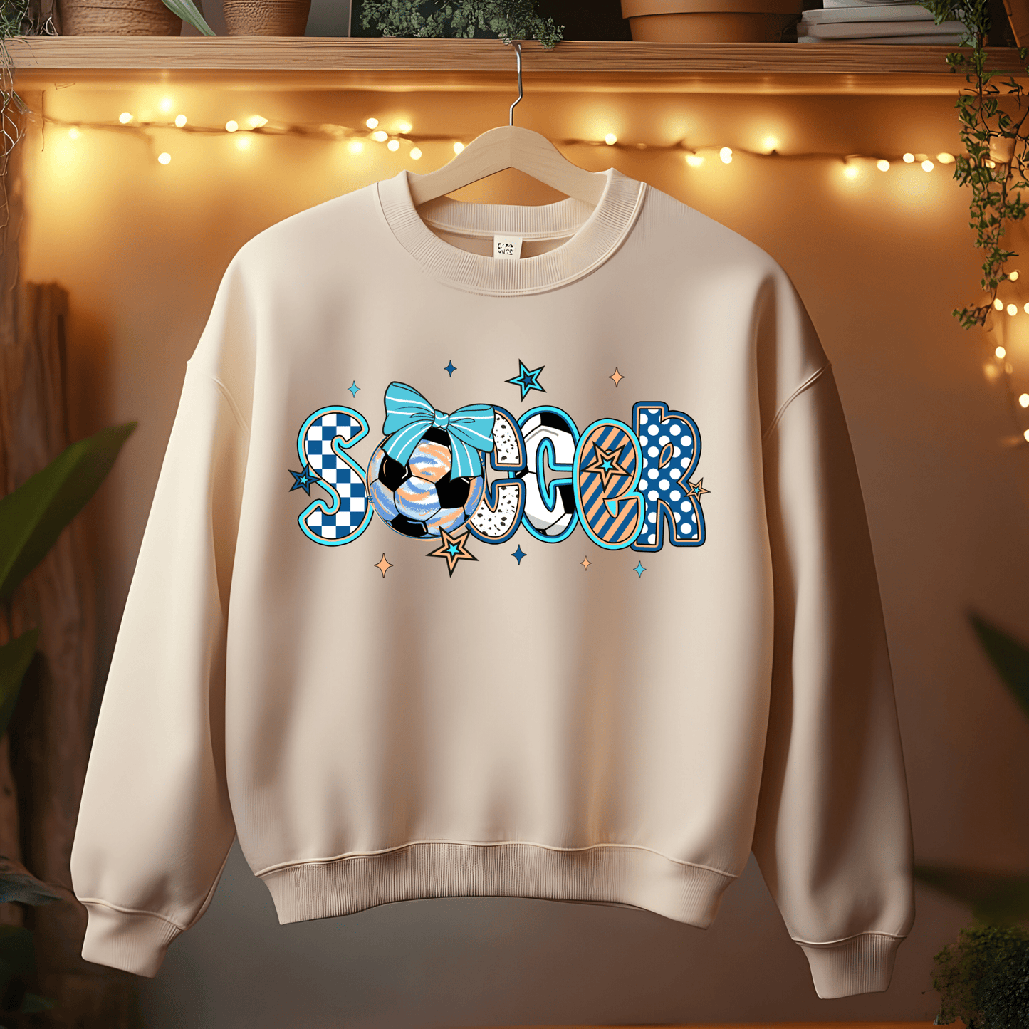 Ink and Charms Designs T-Shirt Sweatshirt / White / S Girly Soccer Word Art Hoodie – Stylish Sporty Apparel with Bow Design