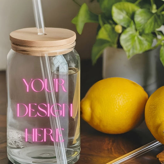 Ink and Charms Designs Sipper Glass Clear 16oz Custom Sip Cup - Personalized Travel Drinkware