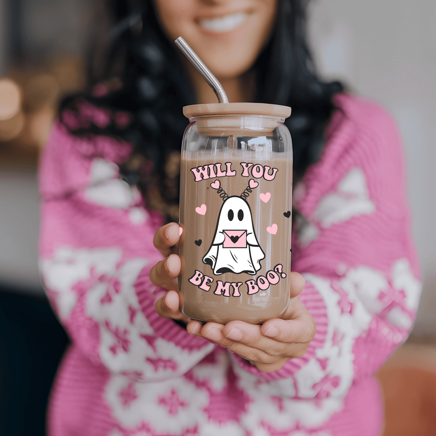 Ink and Charms Designs Sipper Glass Libby Glass Be My Boo Valentine's 16oz Sipper Glass - 8 designs to choose from