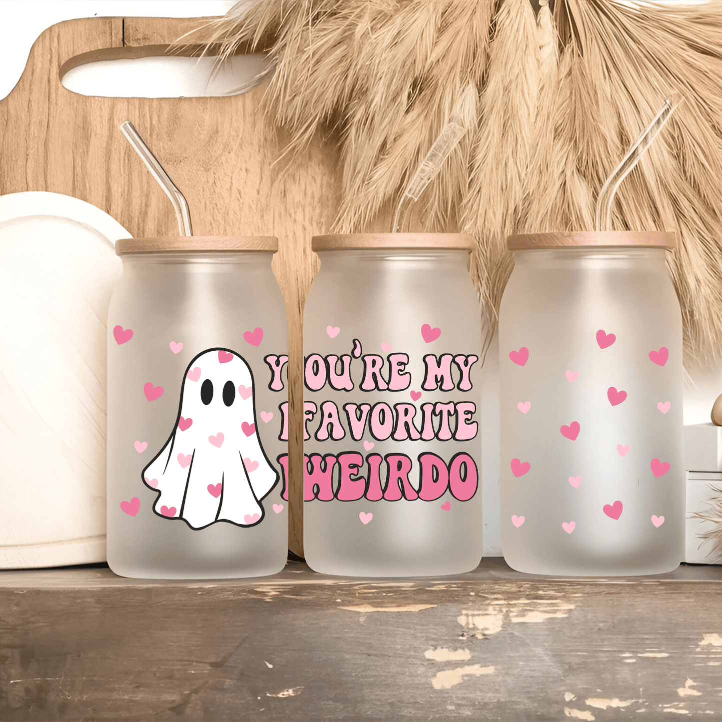 Ink and Charms Designs Sipper Glass Libby Glass Be My Boo Valentine's 16oz Sipper Glass - 8 designs to choose from