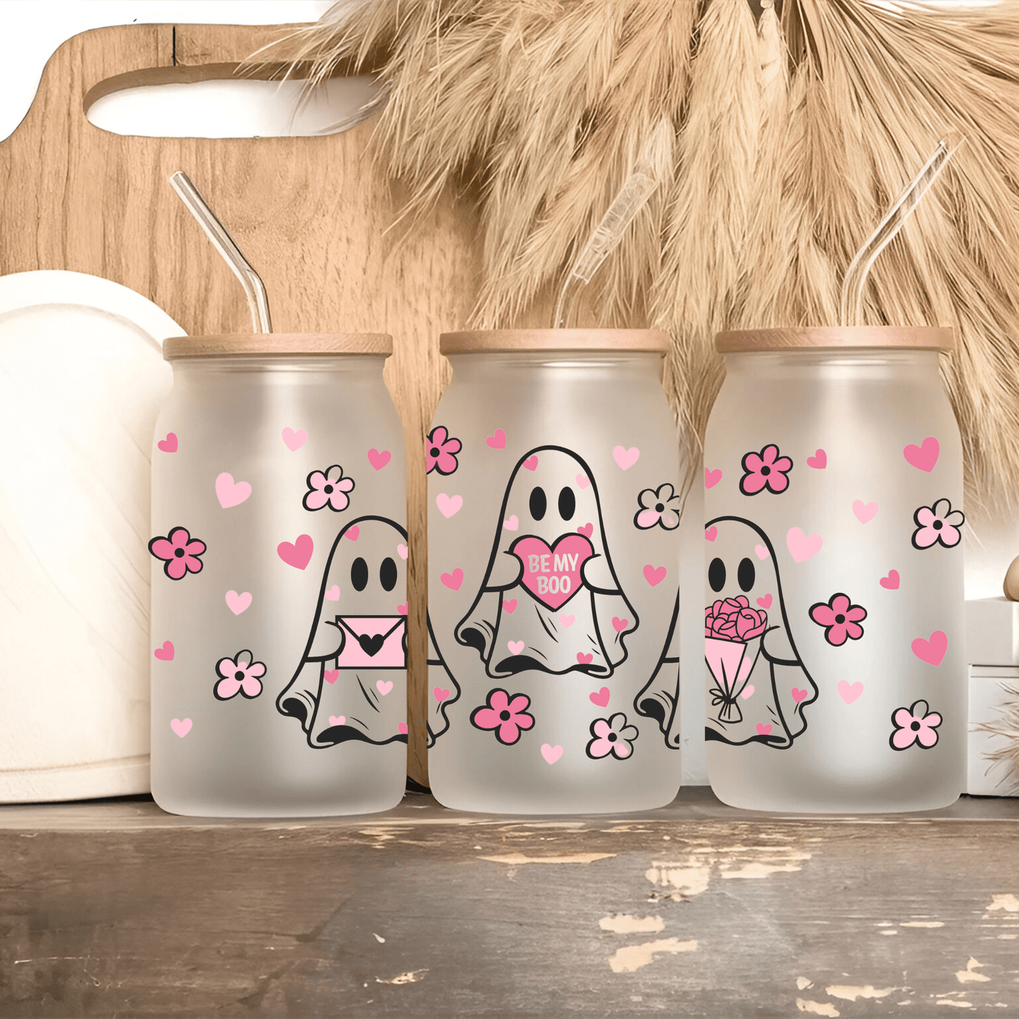Ink and Charms Designs Sipper Glass Libby Glass Be My Boo Valentine's 16oz Sipper Glass - 8 designs to choose from