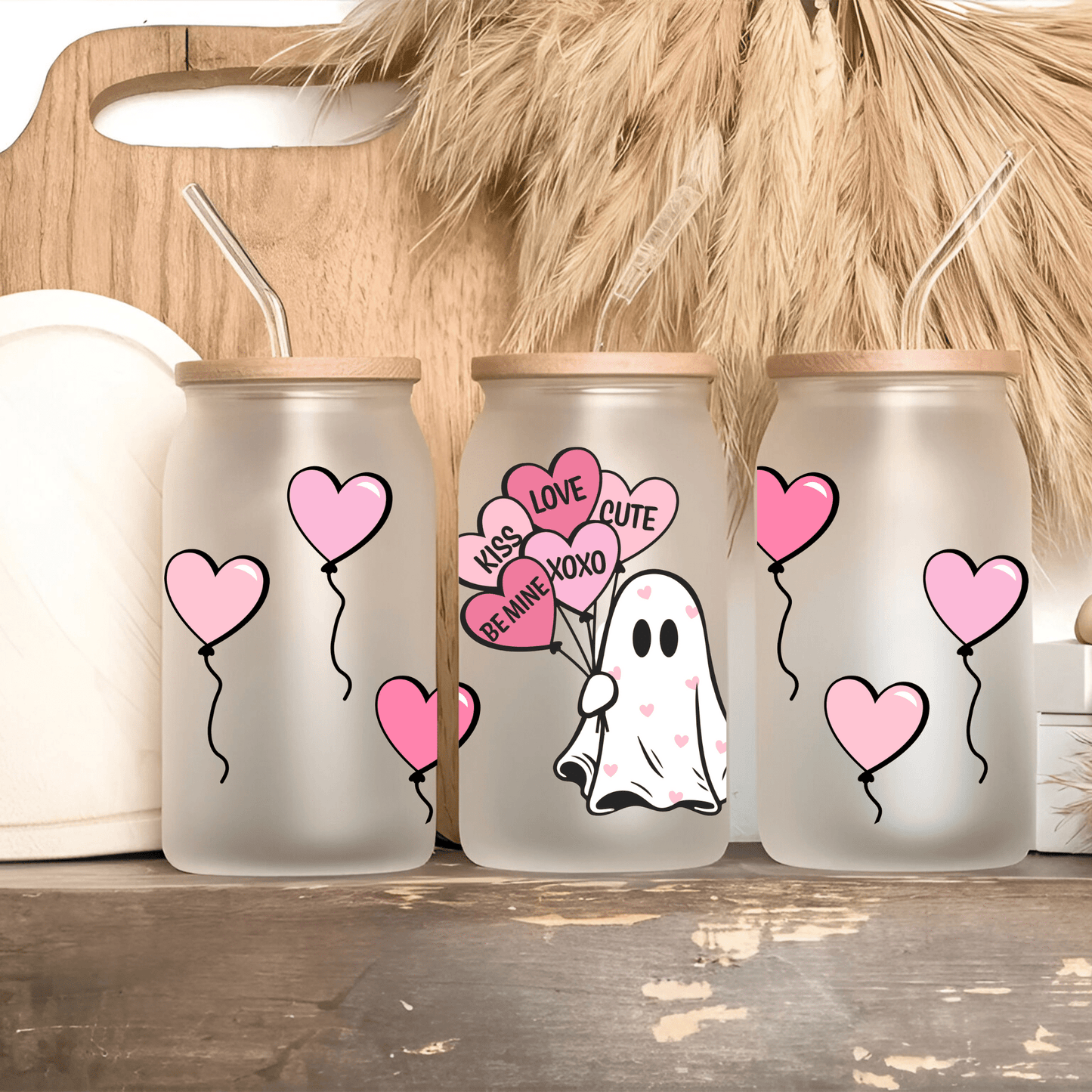 Ink and Charms Designs Sipper Glass Libby Glass Be My Boo Valentine's 16oz Sipper Glass - 8 designs to choose from