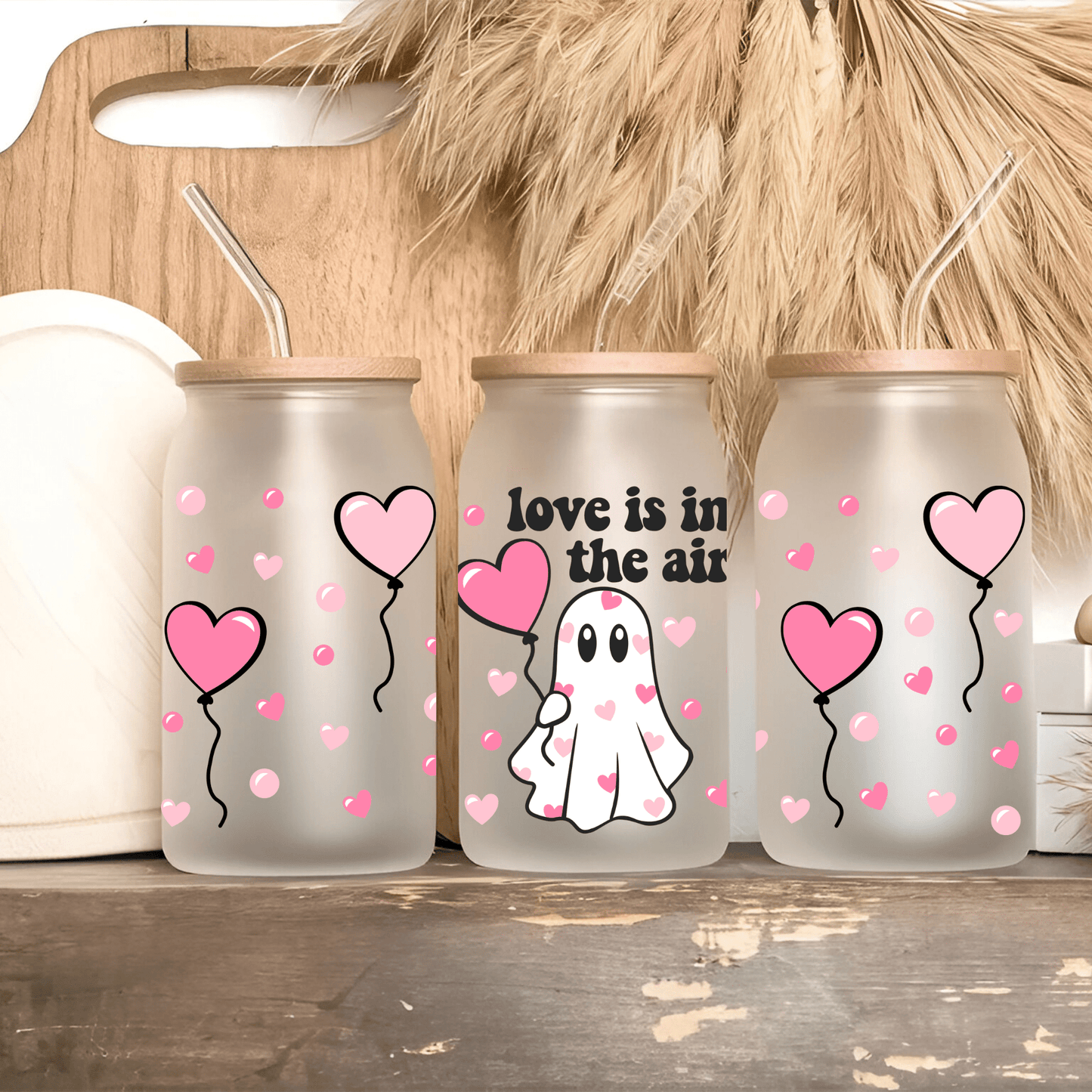 Ink and Charms Designs Sipper Glass Libby Glass Be My Boo Valentine's 16oz Sipper Glass - 8 designs to choose from
