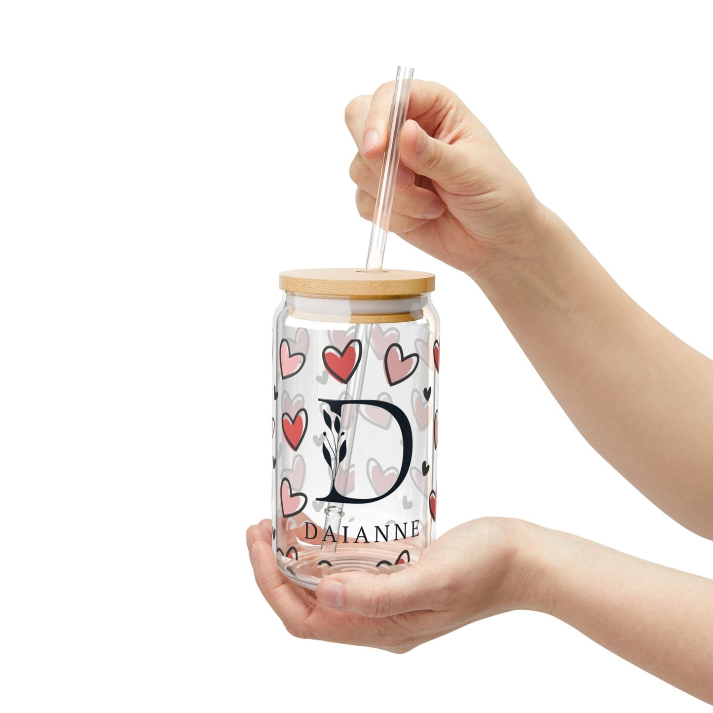 Ink and Charms Designs Sipper Glass With lid and straw / 16oz Sipper Glass - Personalized