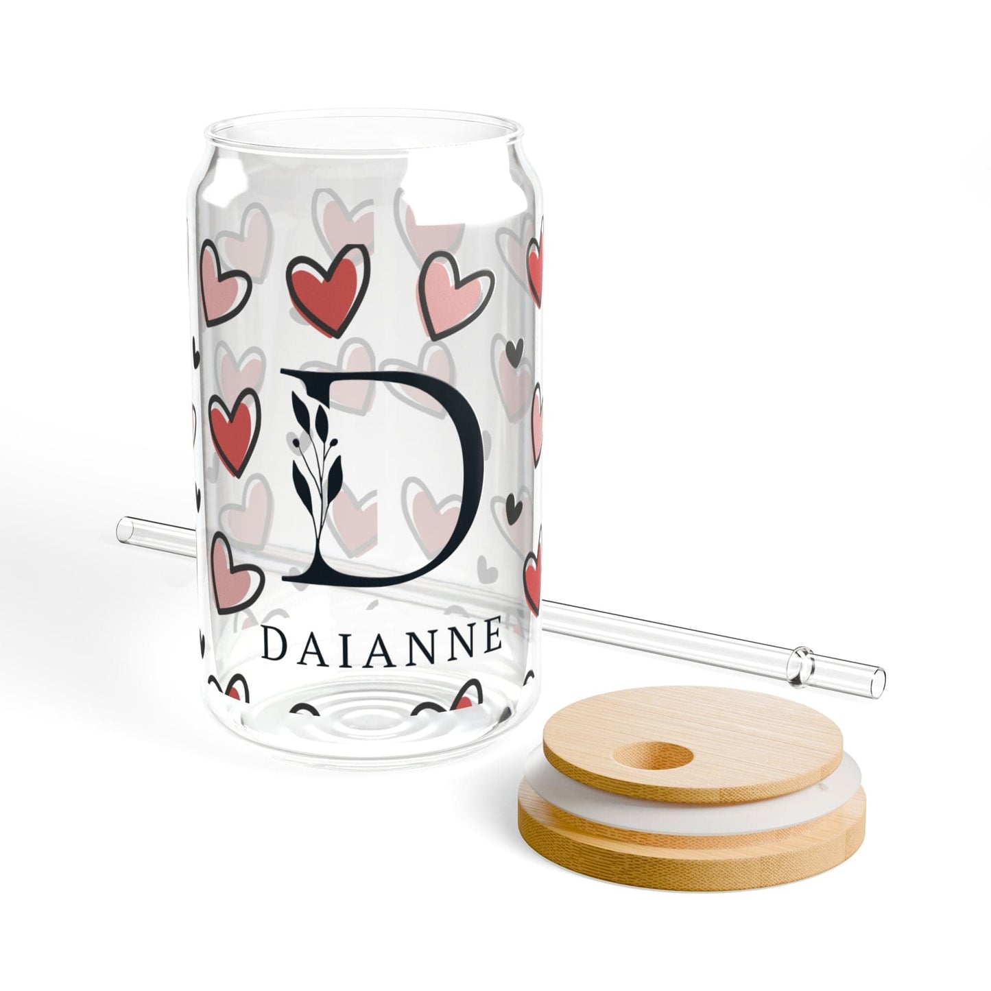 Ink and Charms Designs Sipper Glass With lid and straw / 16oz Sipper Glass - Personalized