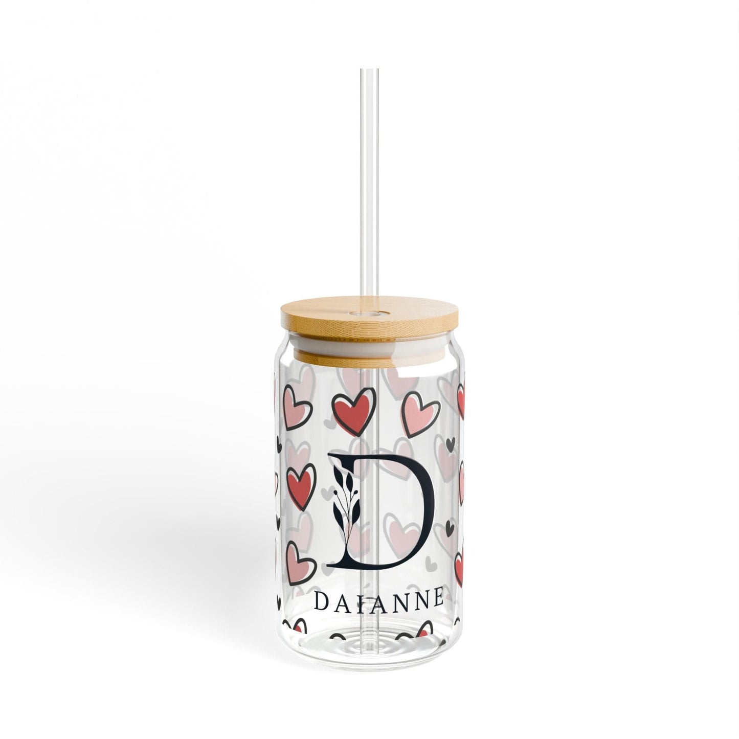 Ink and Charms Designs Sipper Glass With lid and straw / 16oz Sipper Glass - Personalized