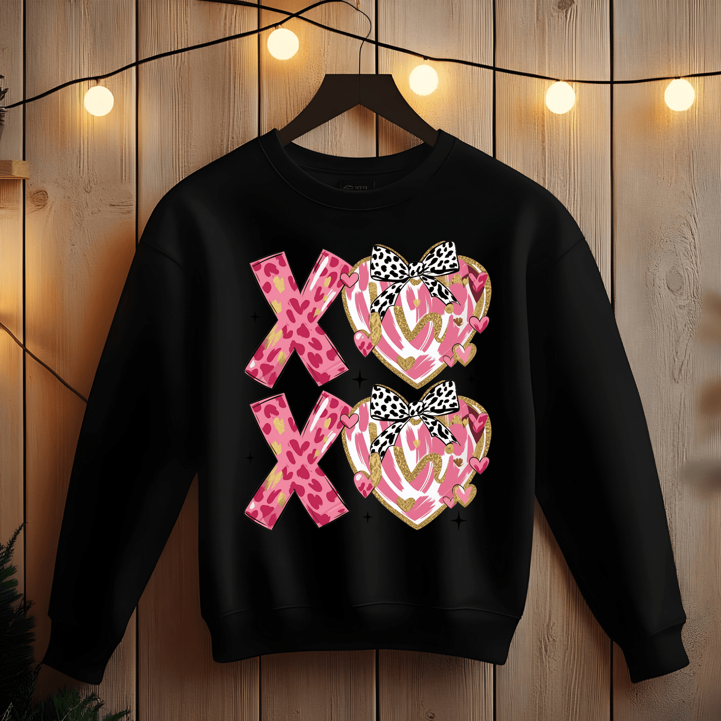 Ink and Charms Designs Sweatshirt Black / S X O Hugs and Kisses Design with Hearts Sweatshirt