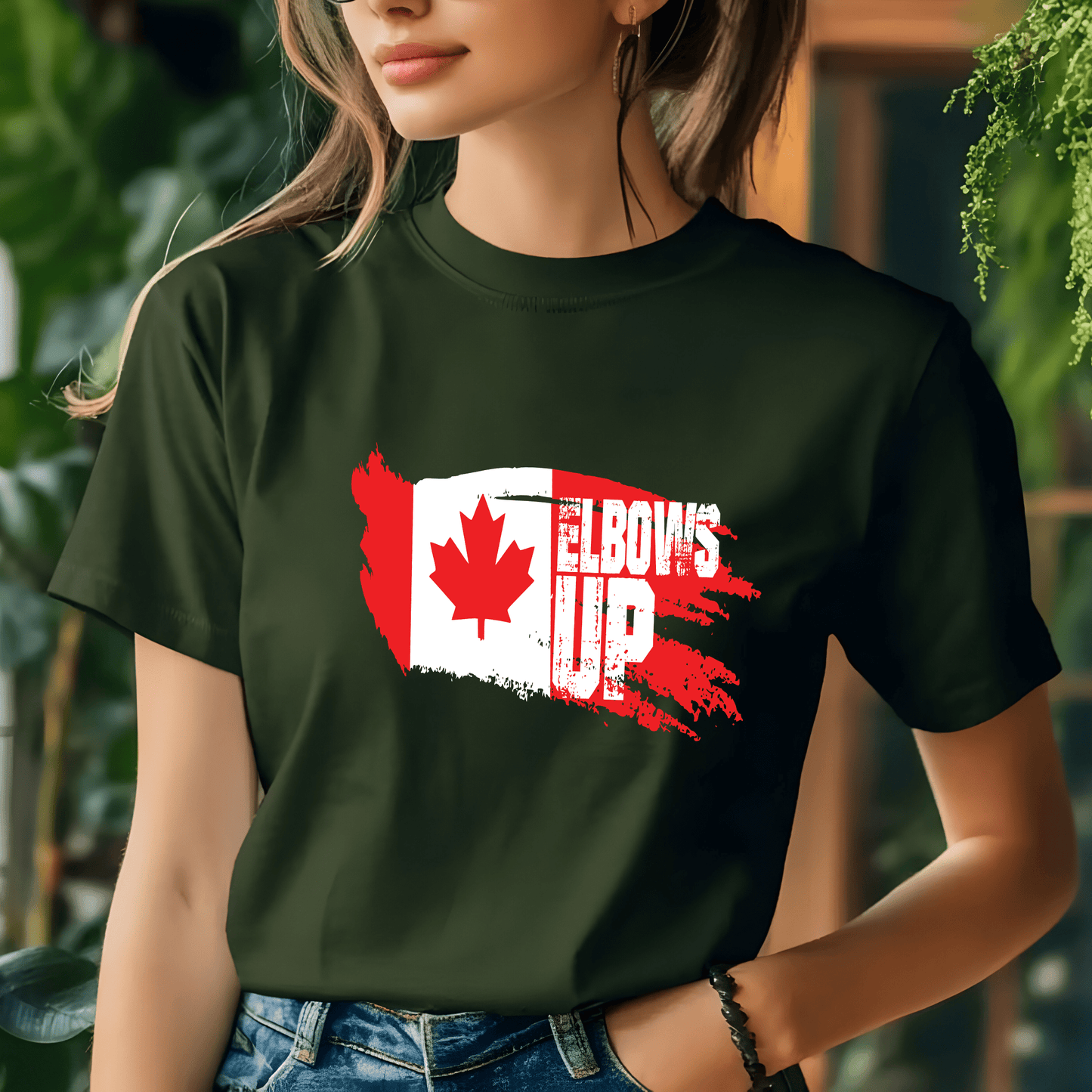 Ink and Charms Designs Sweatshirt "ELBOWS UP" Apparel Collection: Wear Your Canadian Pride with Strength!