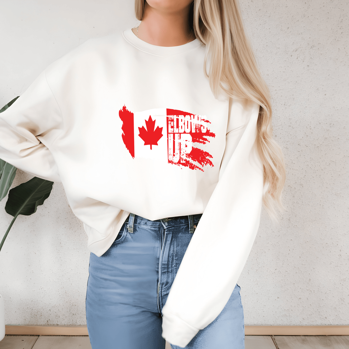 Ink and Charms Designs Sweatshirt "ELBOWS UP" Apparel Collection: Wear Your Canadian Pride with Strength!
