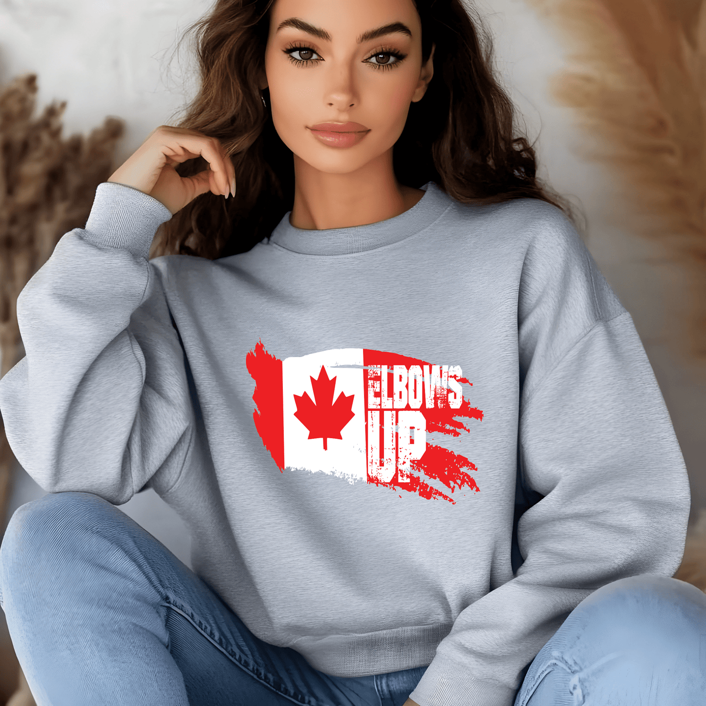 Ink and Charms Designs Sweatshirt "ELBOWS UP" Apparel Collection: Wear Your Canadian Pride with Strength!