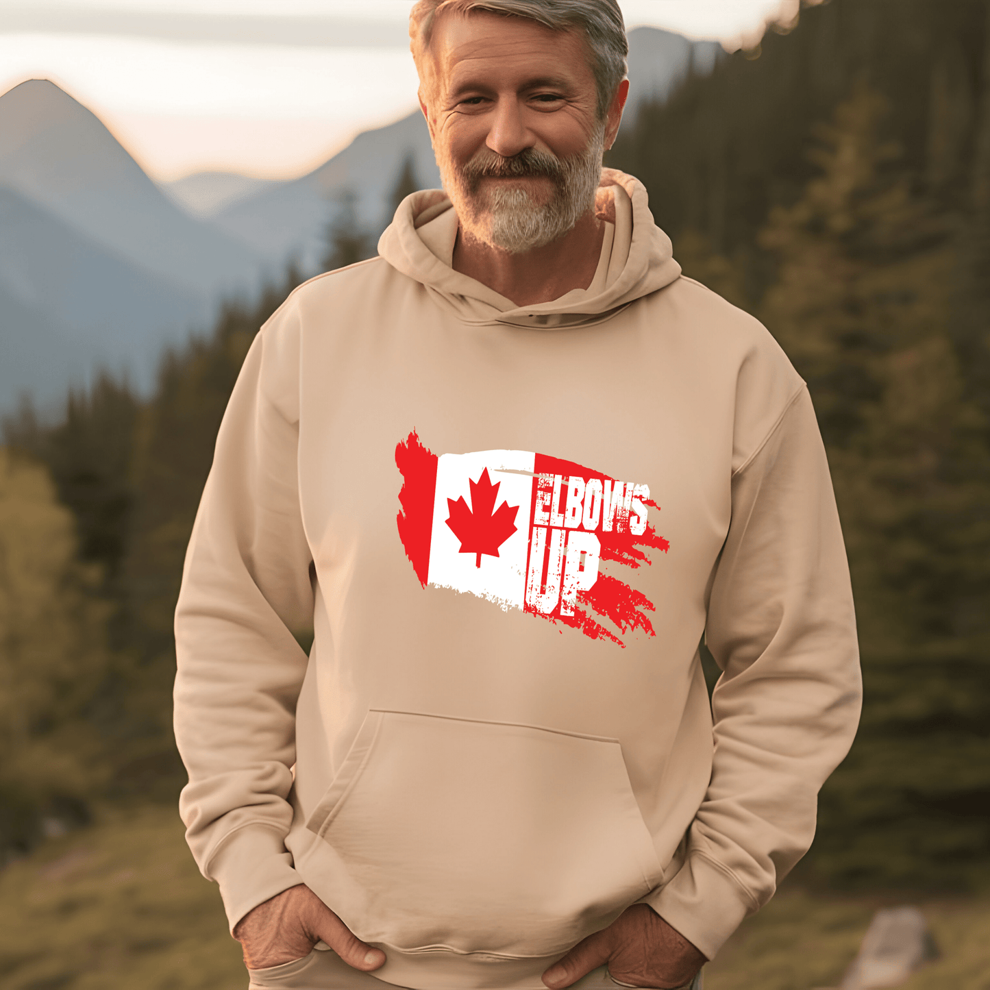 Ink and Charms Designs Sweatshirt "ELBOWS UP" Apparel Collection: Wear Your Canadian Pride with Strength!