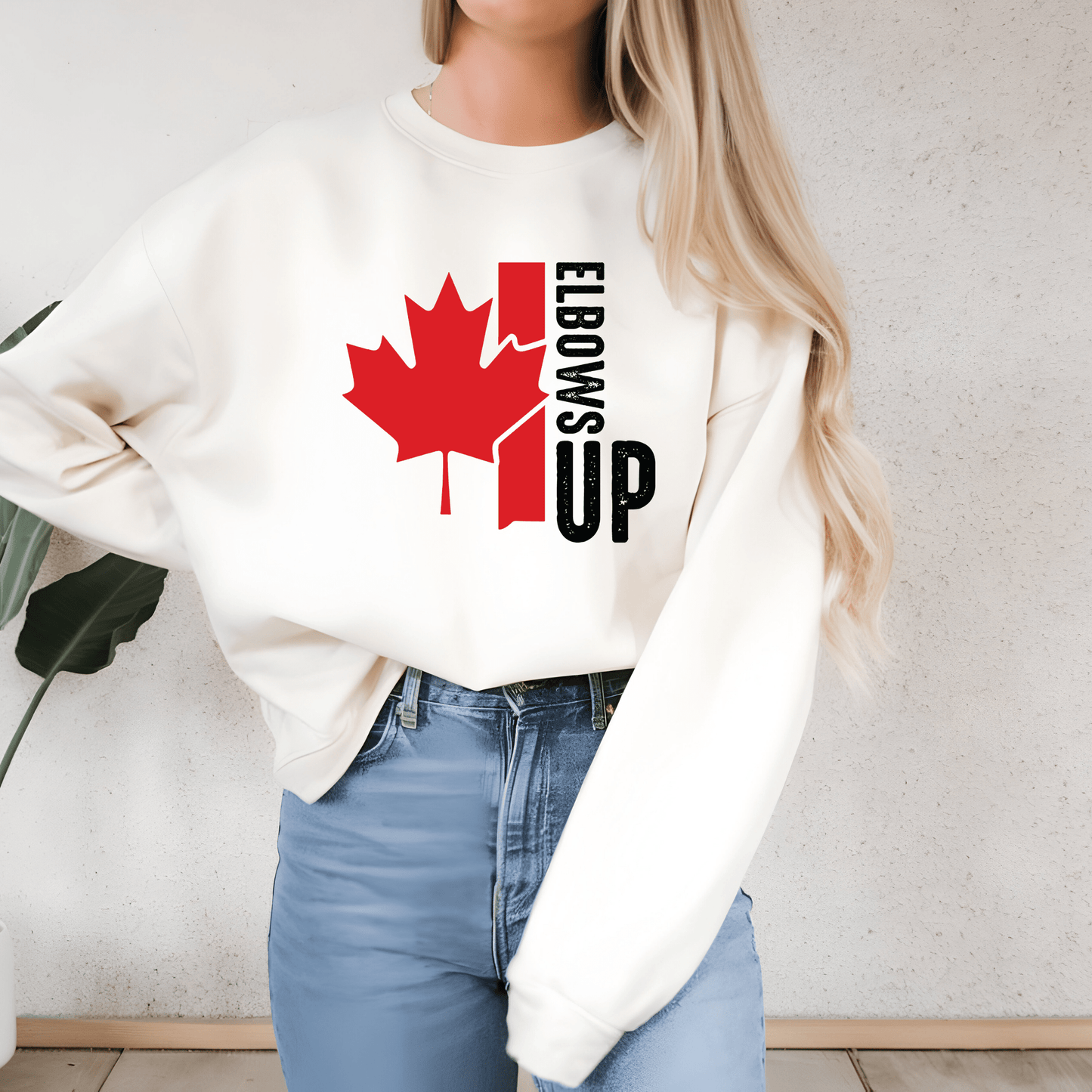 Ink and Charms Designs Sweatshirt "ELBOWS UP" Apparel Collection: Wear Your Canadian Pride with Strength!