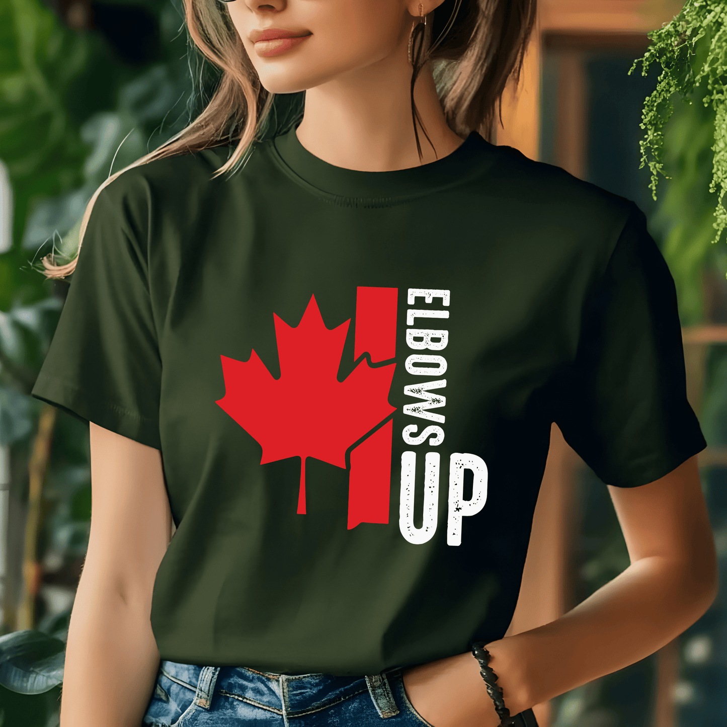 Ink and Charms Designs Sweatshirt "ELBOWS UP" Apparel Collection: Wear Your Canadian Pride with Strength!