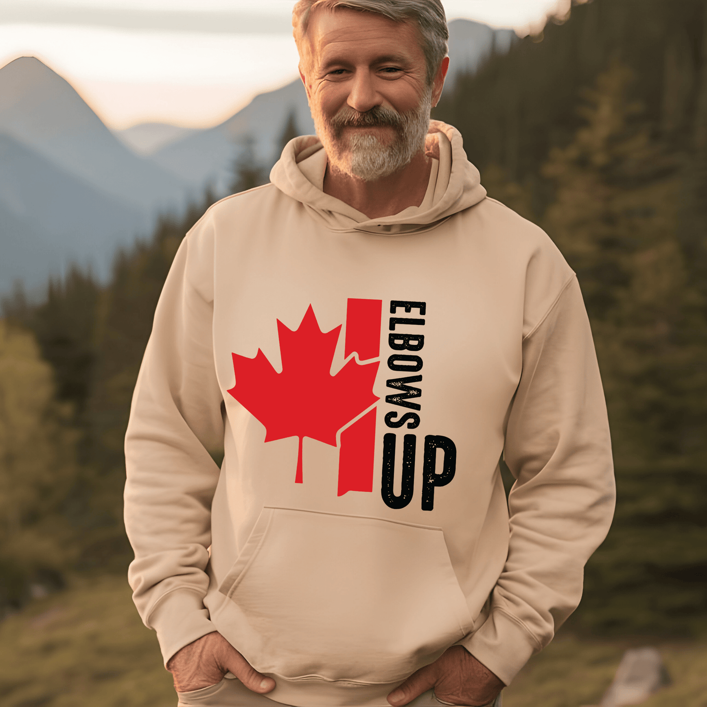 Ink and Charms Designs Sweatshirt "ELBOWS UP" Apparel Collection: Wear Your Canadian Pride with Strength!