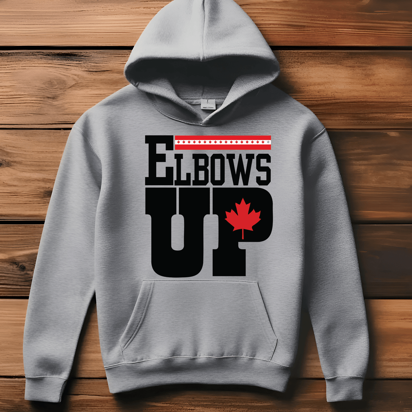 Ink and Charms Designs Sweatshirt "ELBOWS UP" Apparel Collection: Wear Your Canadian Pride with Strength!