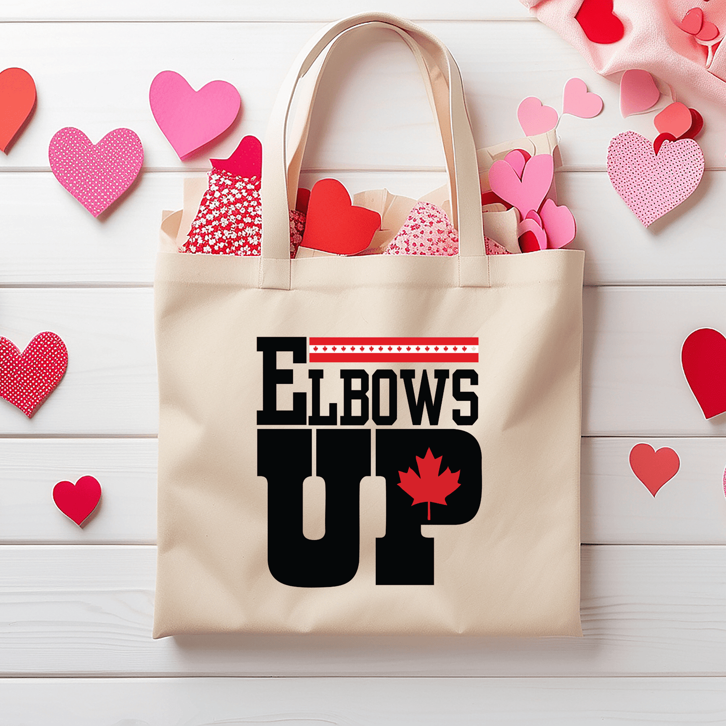Ink and Charms Designs Sweatshirt "ELBOWS UP" Apparel Collection: Wear Your Canadian Pride with Strength!