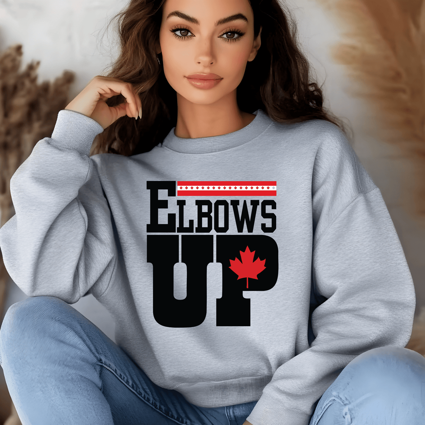 Ink and Charms Designs Sweatshirt "ELBOWS UP" Apparel Collection: Wear Your Canadian Pride with Strength!